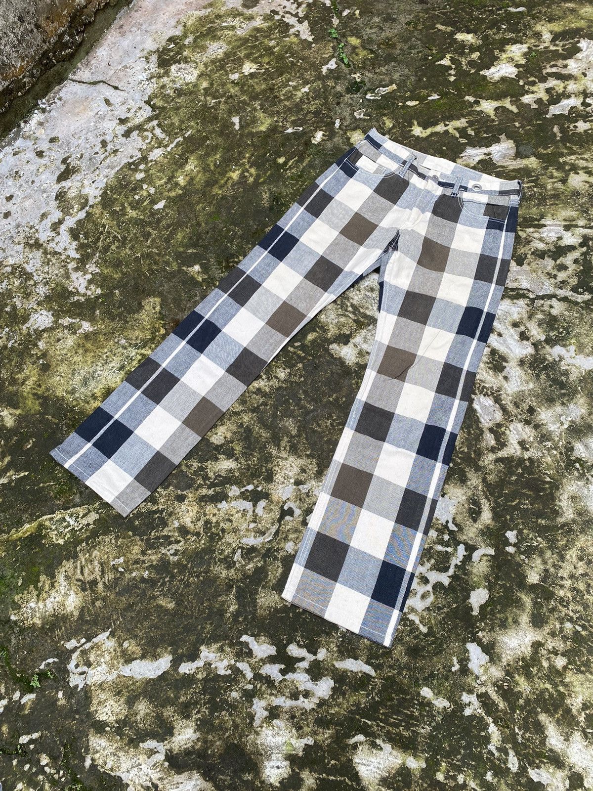 Japanese Brand Stancetc art works tartan plaid denim Size US 30 / EU 46 - 2 Thumbnail