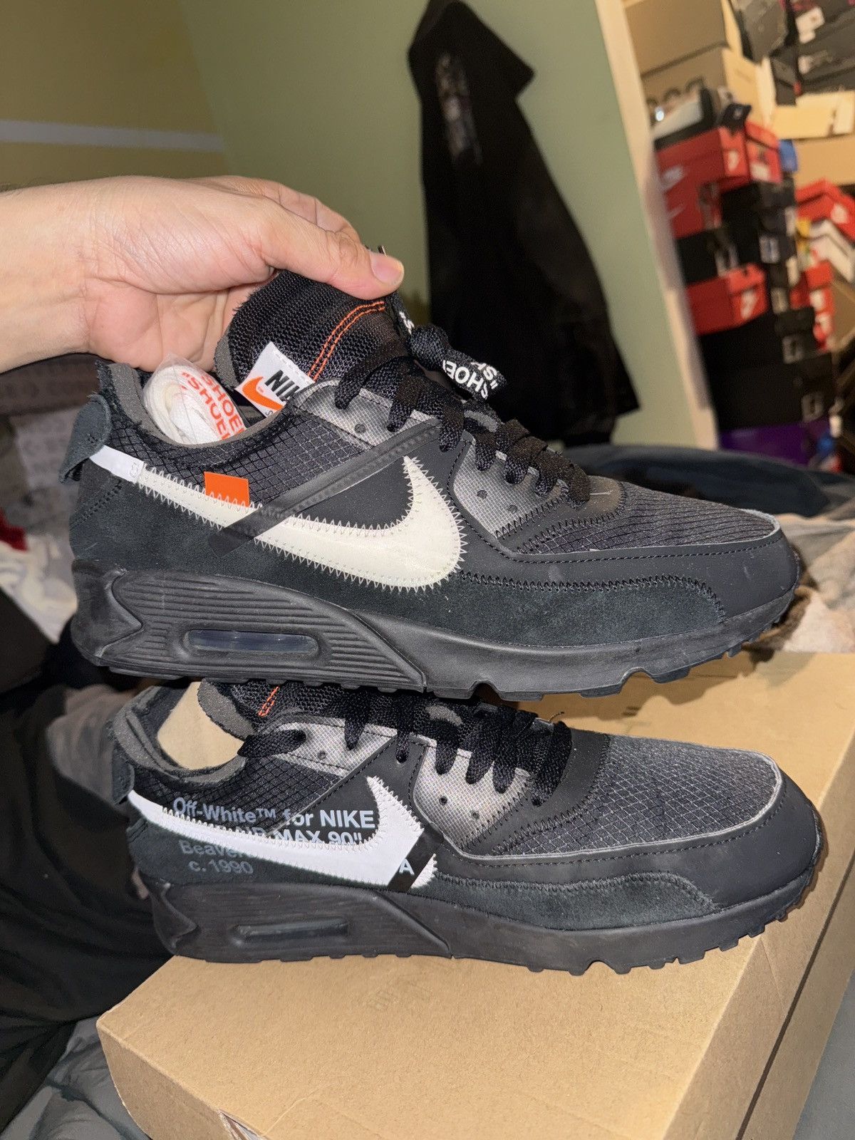 Nike × Off-White Nike x Off-White Air Max 90 Black 10.5 Size US 10.5 / EU 43-44 - 13 Thumbnail