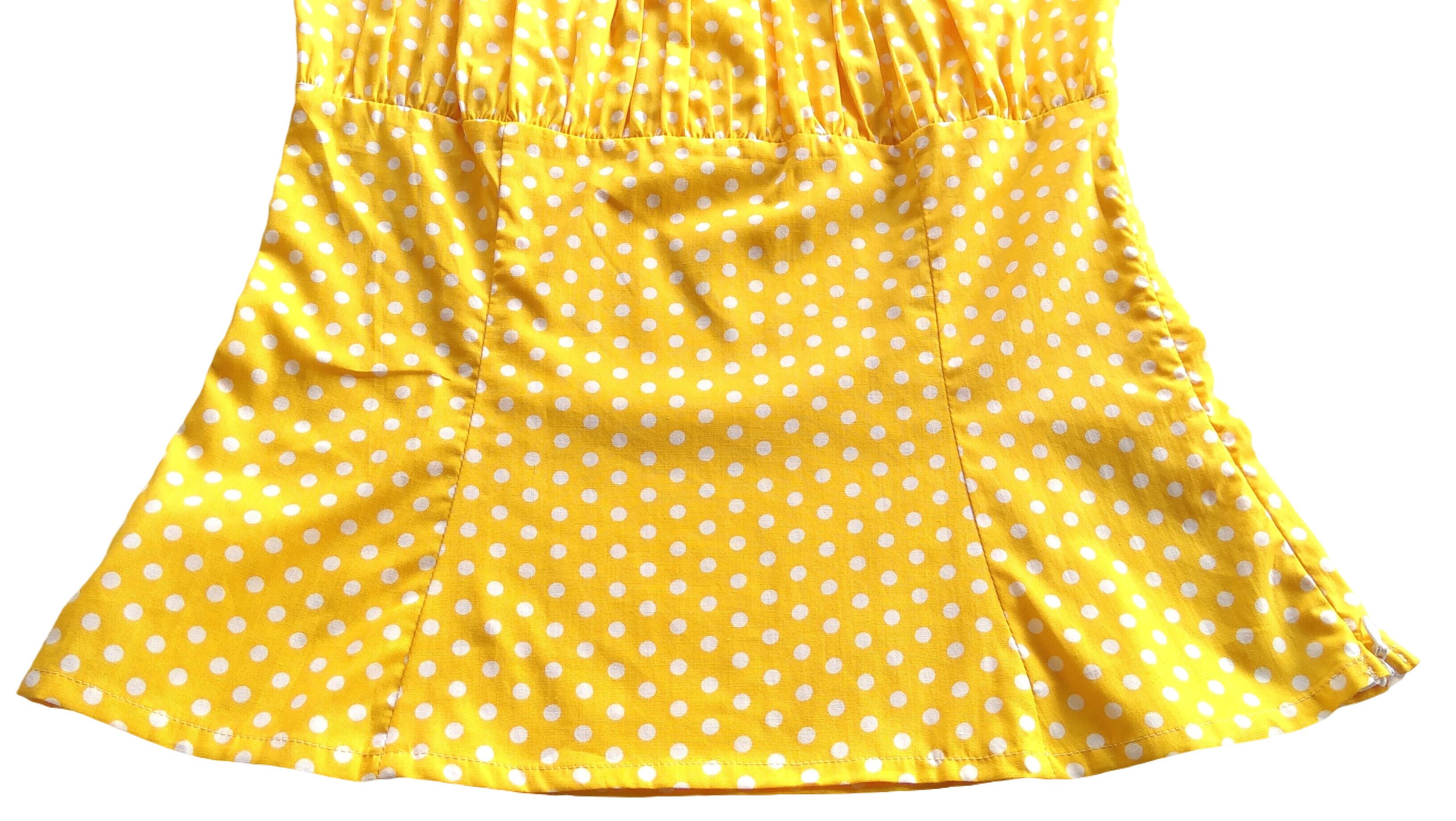 Other Vintage Polka Dots Blouses Cotton Tops Women (yellow white) Size L / US 10 / IT 46 - 7 Thumbnail