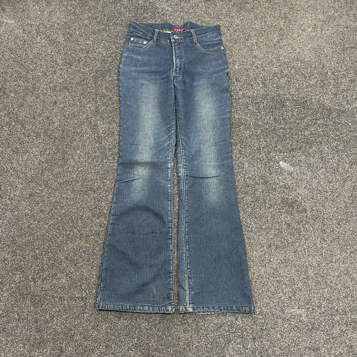 Vintage Vintage 90s Y2K Flared Jeans Wide Leg Distressed Grunge Logo Size 34" / US 12 / IT 48 - 1 Thumbnail