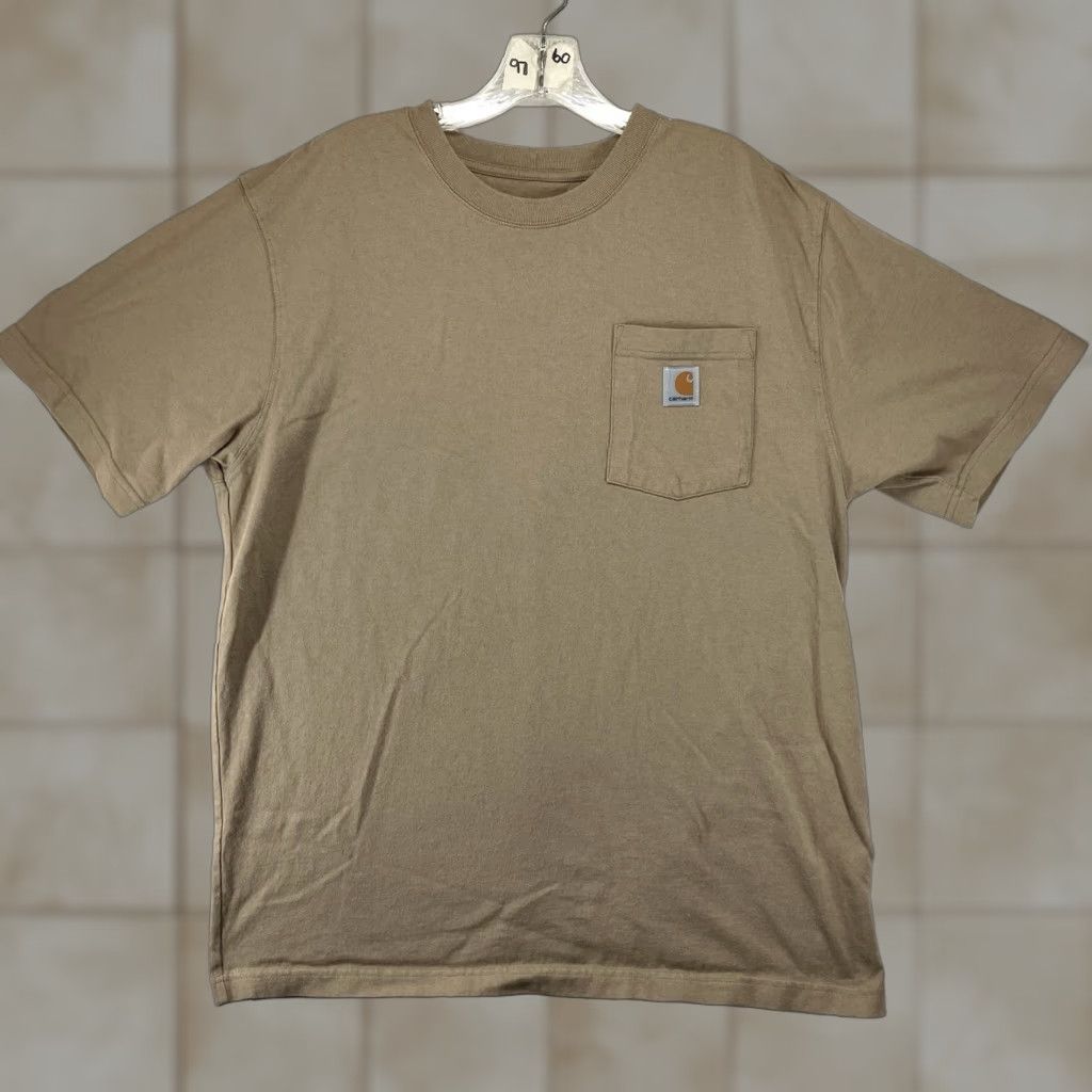 Carhartt Carhartt Mens M Short Sleeve T-Shirt Desert Brown Cotton Relaxed Fit Crew Neck Logo Pockets All Seasons Regular Type Shirt Size US M / EU 48-50 / 2 - 1 Thumbnail
