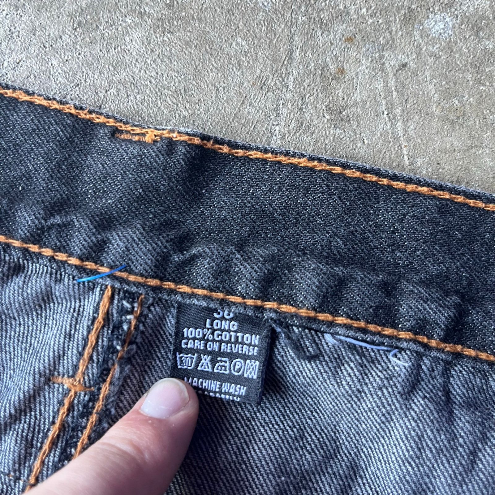 Vintage VINTAGE Y2K BLACK JEANS BAGGY WIDE-LEG RAVE FADED 36X32 00S Size US 36 / EU 52 - 8 Thumbnail