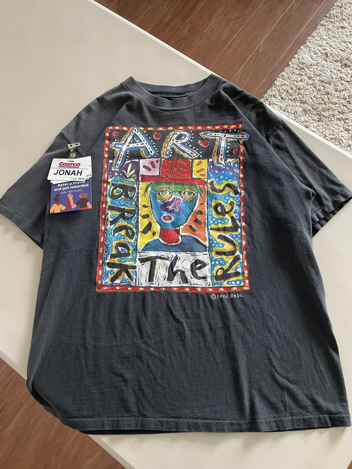 Vintage Vintage 90’s Fred Babb Art Breaks The Rules Tee Size US XL / EU 56 / 4 - 1 Thumbnail