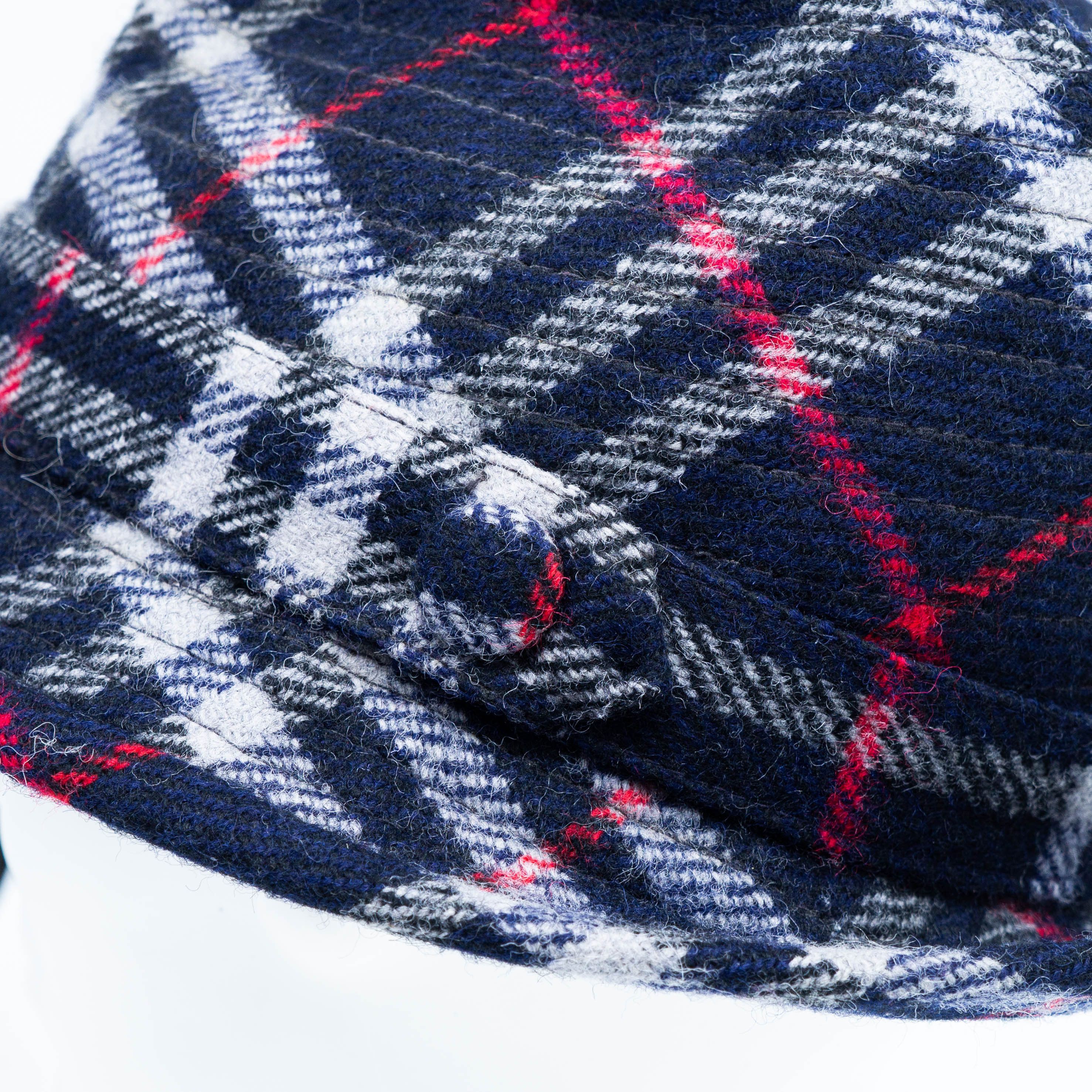BURBERRY Check Monogram Hat Blue Vintage 90s