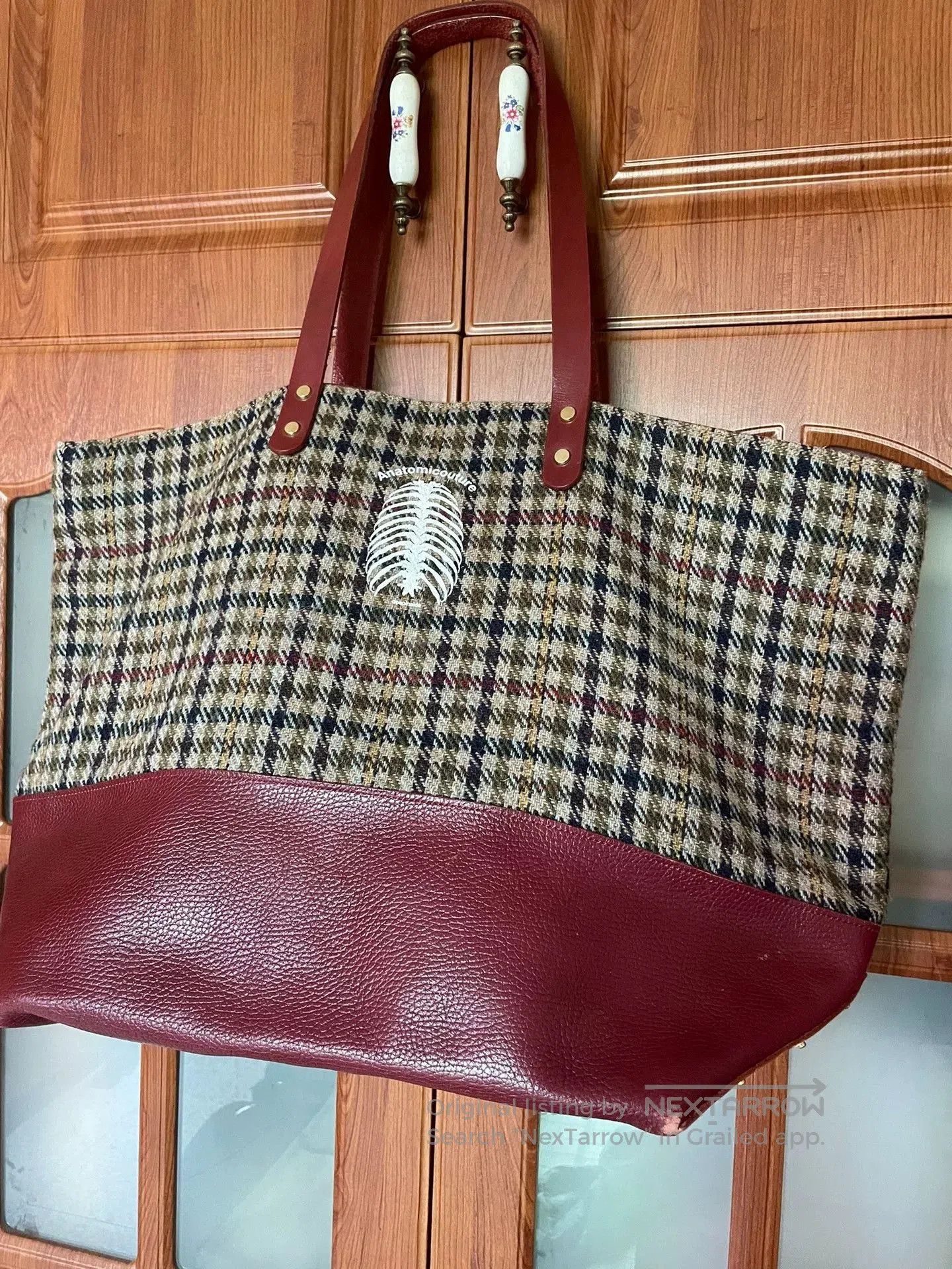Undercover harris tweed tote bag with leather base. Size ONE SIZE - 6 Thumbnail