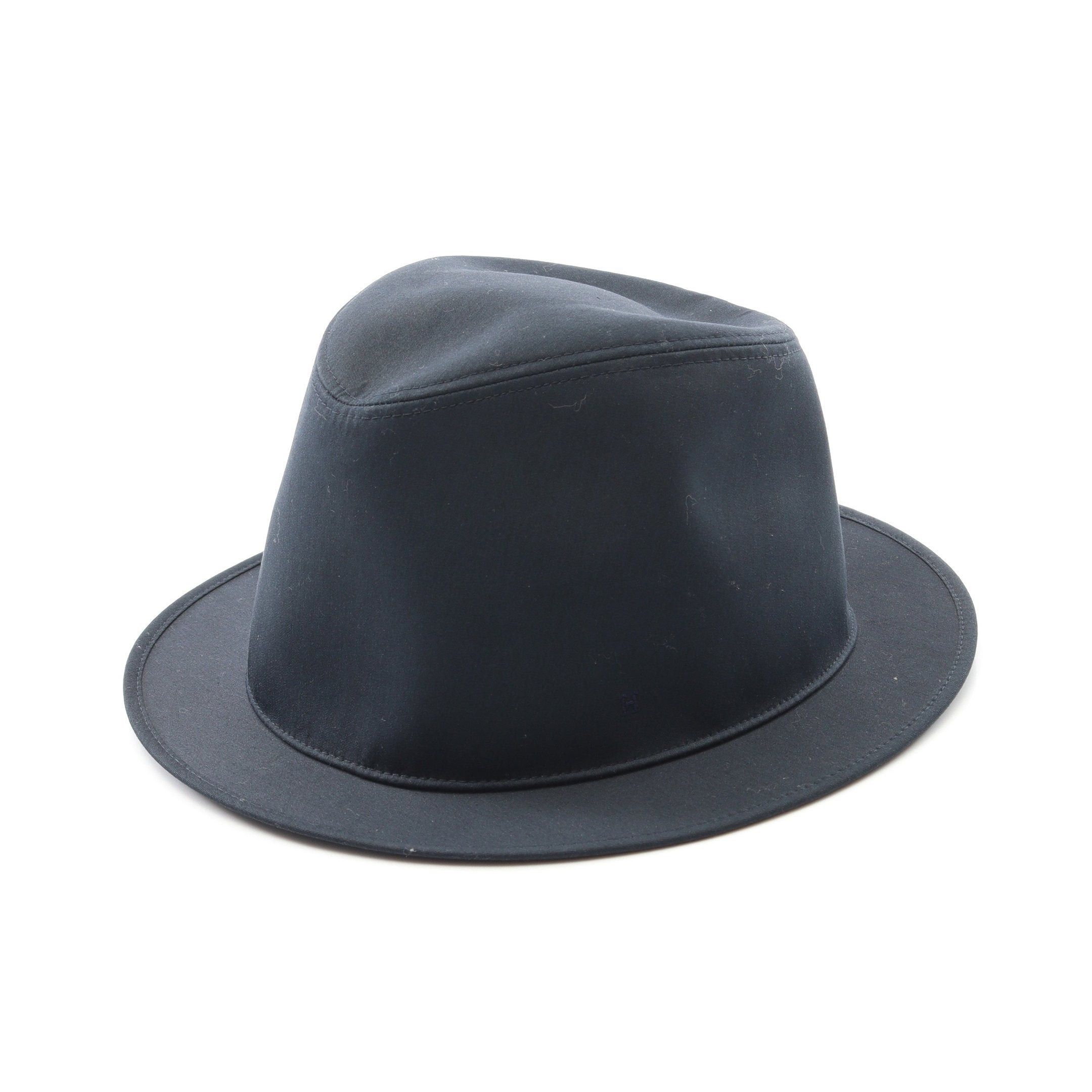 Hermes H Embroidery Hat Canvas Navy