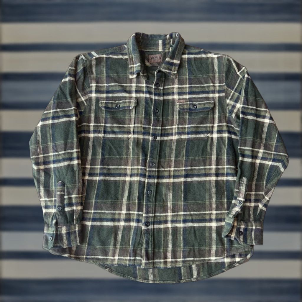 Orvis VINTAGE Orvis Plaid Heavy Flannel Shirt Mens 2XL Green Cotton Pockets Jacket Size US XXL / EU 58 / 5 - 1 Thumbnail