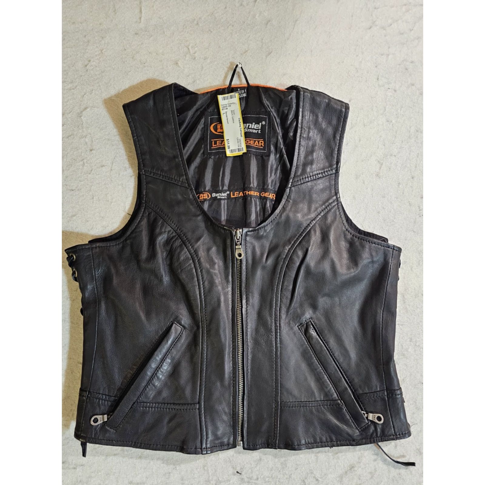 B Sides VINTAGE Daniel Smart Leather Biker Vest Black Full Zip Laced Sides Womens Size Large Size L / US 10 / IT 46 - 6 Thumbnail