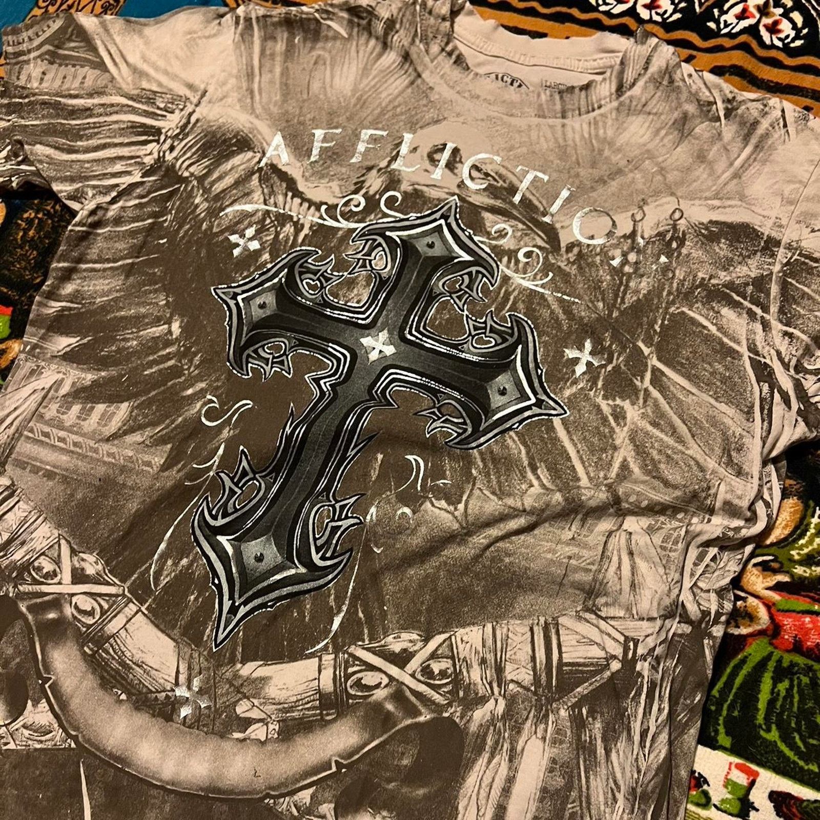Affliction Mens affliction shirt y2k tapout cross wings mma elite punk Size US L / EU 52-54 / 3 - 4 Thumbnail