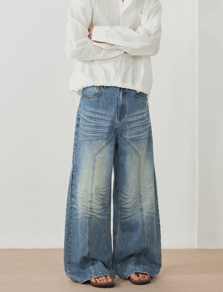 Japanese Brand American high street distressed patchwork baggy jeans Size US 32 / EU 48 - 4 Thumbnail