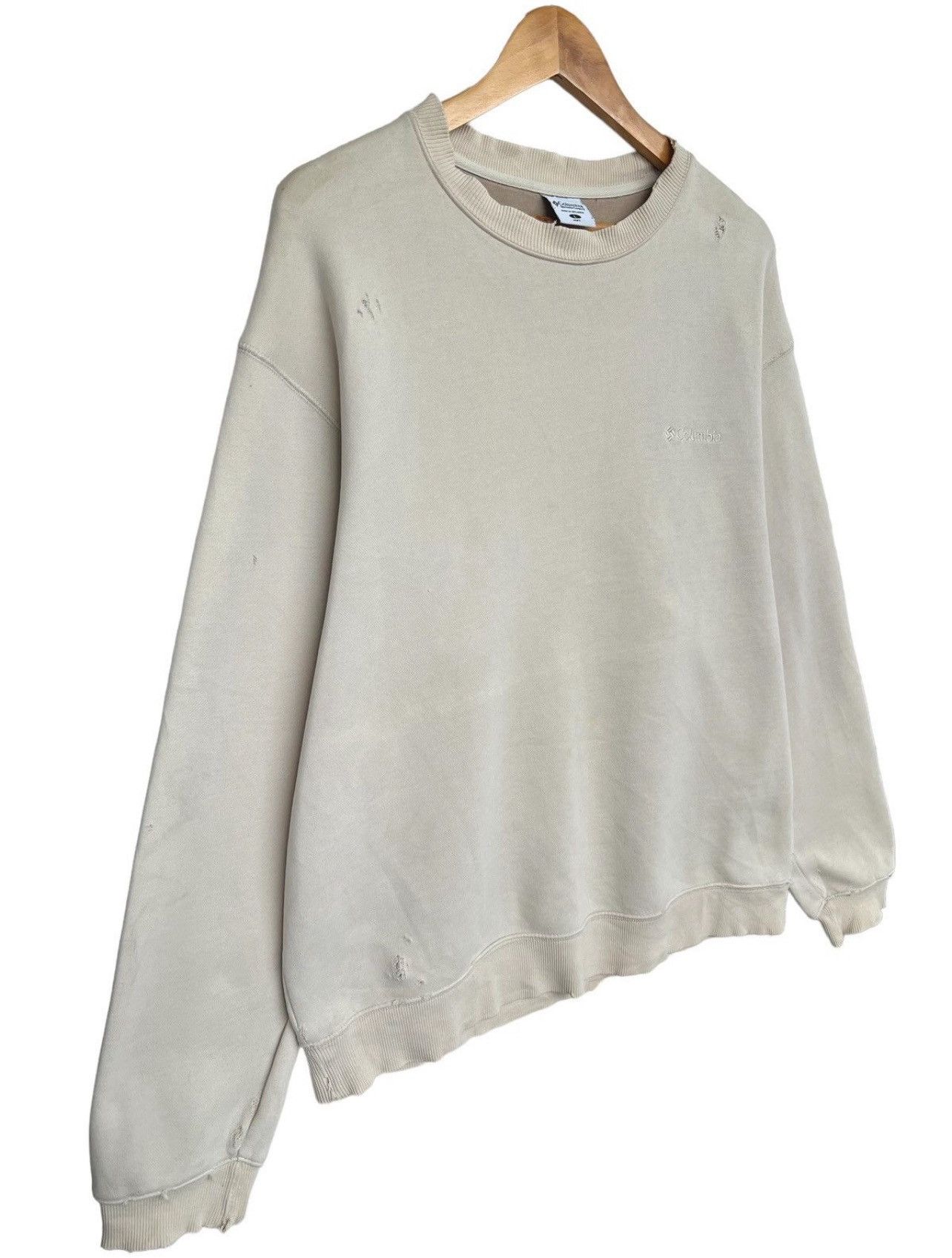 Columbia Columbia Distressed Thrashed Beige Sweatshirt Oversized XL Size US XL / EU 56 / 4 - 3 Thumbnail