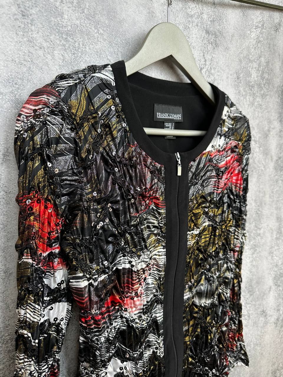 Frank Lyman Frank Lyman Jacket Embellished Sequin Zip Top Textured Size M / US 6-8 / IT 42-44 - 3 Thumbnail