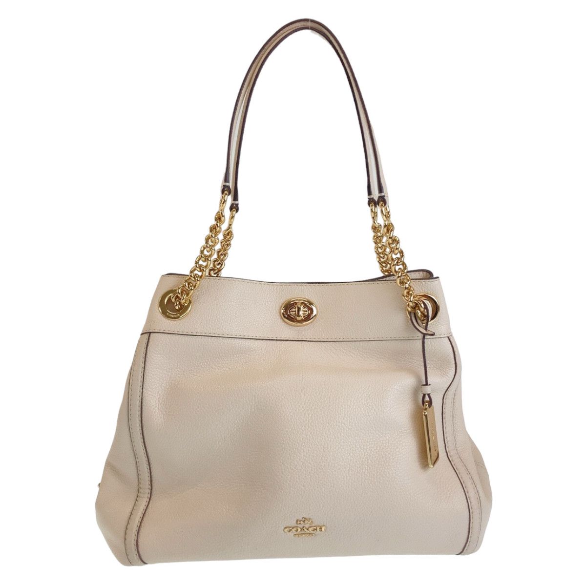 Coach Coach Coach White Leather Tote Bag with Gold Hardware Leather Tote Bag in Great Condition Size ONE SIZE - 1 Thumbnail
