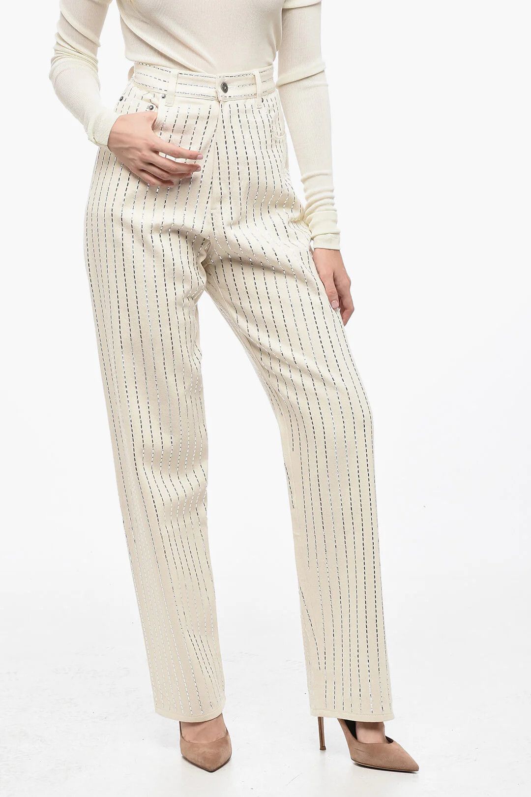 Golden Goose og1mm0426 High-Rise 5-Pocket Pant in White Size 26" / US 2 / IT 38 - 1 Thumbnail