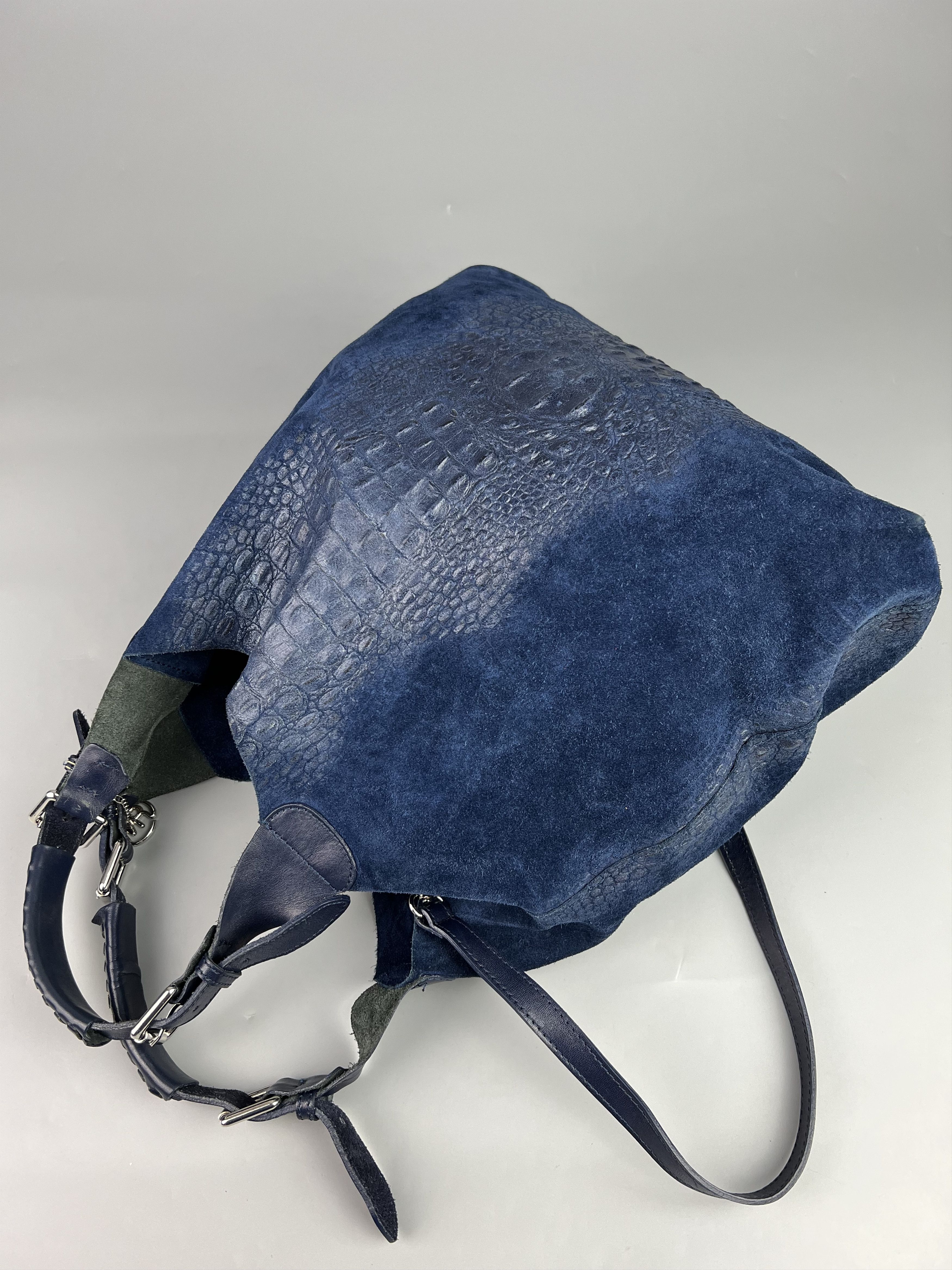 Leather Roberta M. Suede Leather Shoulder Bag Croco Print Size ONE SIZE - 3 Thumbnail