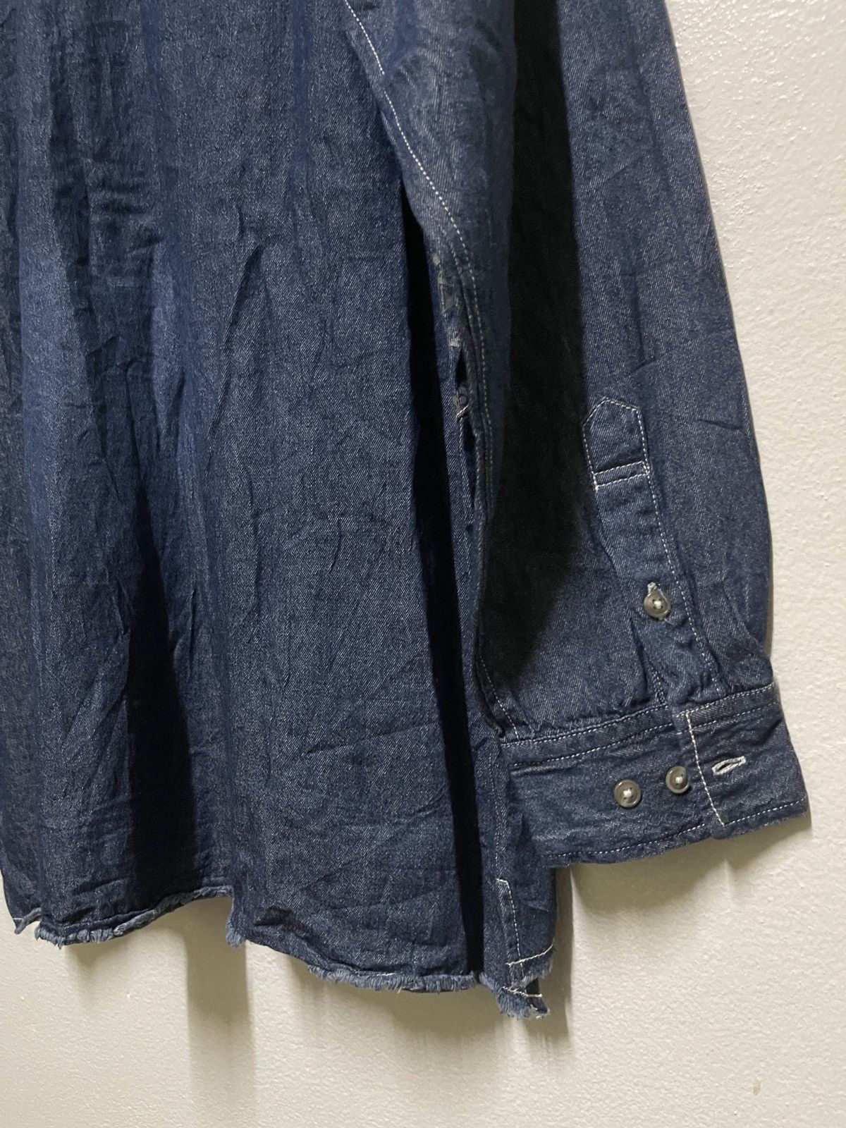 Japanese Brand Drug Stores Denim Shirt Hybrid Printed Size US XL / EU 56 / 4 - 14 Thumbnail