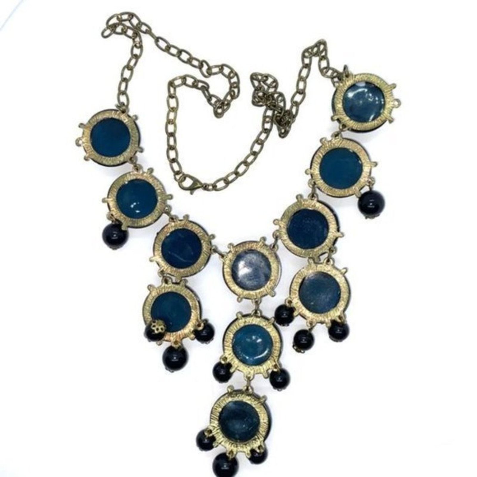 Handmade Gold-Tone Black Pendant Beaded Bib Statement Necklace Size ONE SIZE - 6 Thumbnail