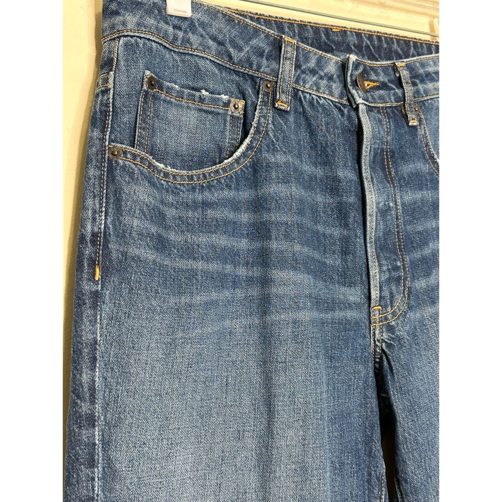 6397 6397 Blue Button Closure Shorty Cropped Baggy Jeans size 27 Size 32" / US 10 / IT 46 - 10 Thumbnail