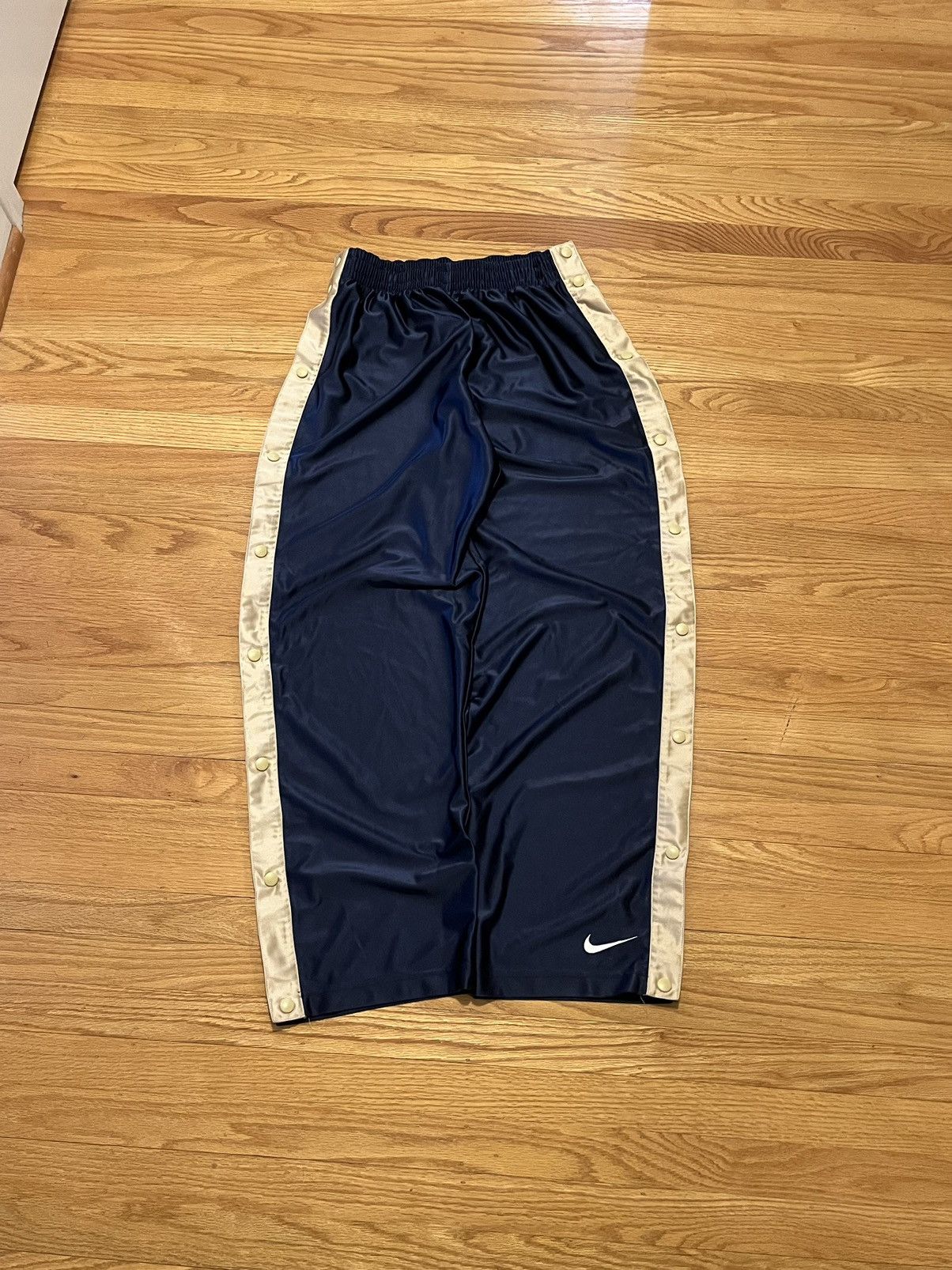 Nike × Vintage Vintage Baggy Navy Blue Nike Gold Trackpants sz M y2k grunge Size US 32 / EU 48 - 1 Thumbnail