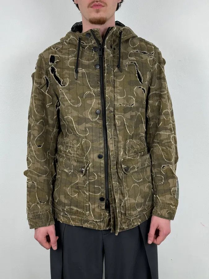 Diesel 2010 Diesel Khaki Jacket Nylon Laser Cut Distressed Size L Size US L / EU 52-54 / 3 - 2 Thumbnail
