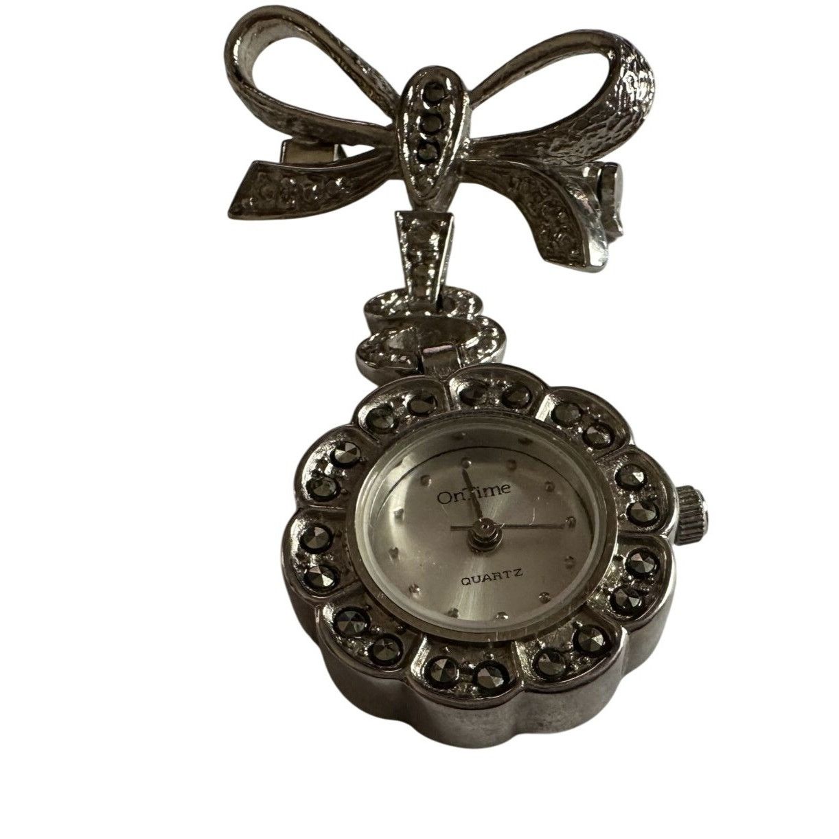 Other Vintage Silver Tone OnTime Quartz Japan Movt Lapel Brooch Wa Size ONE SIZE - 2 Thumbnail