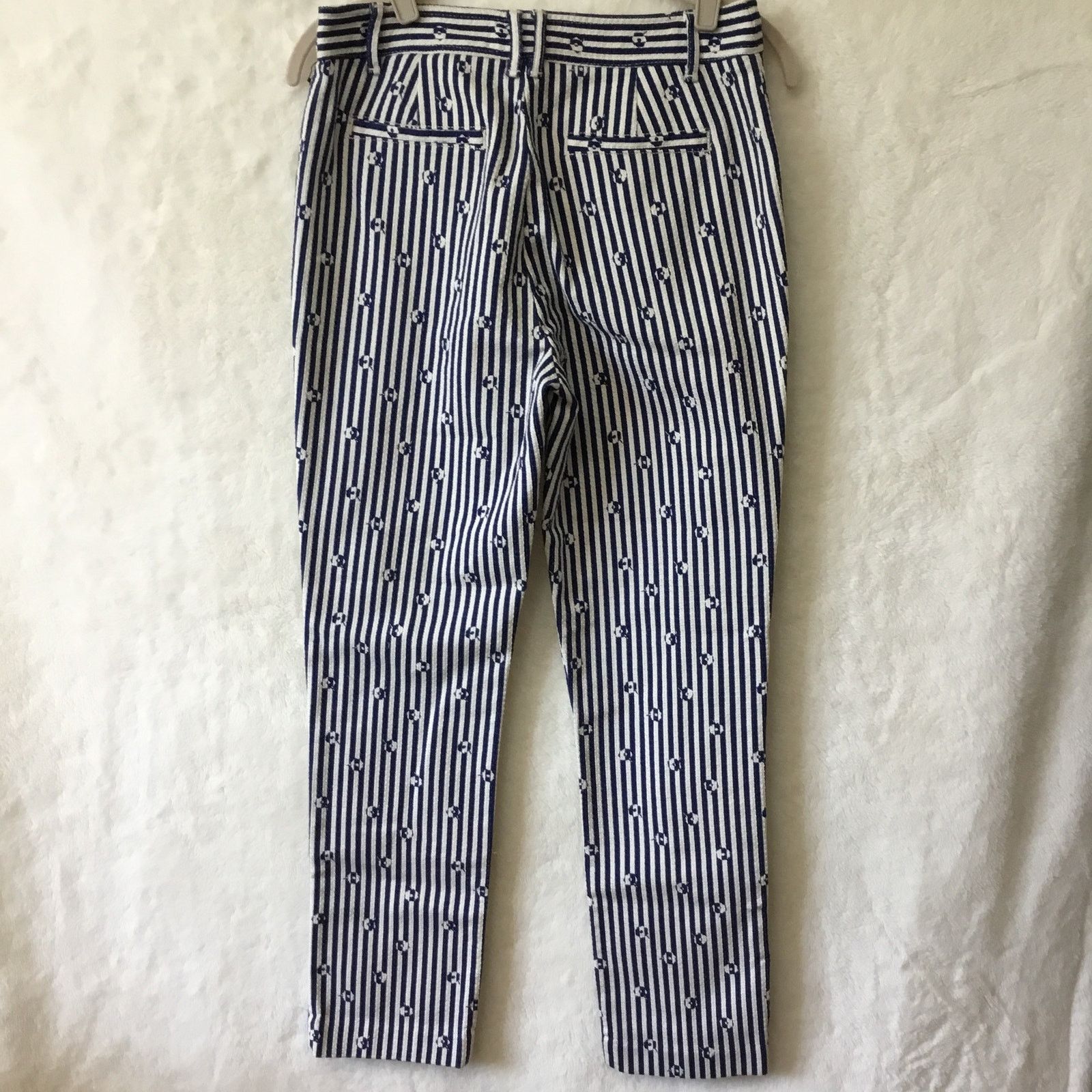 Anthropologie Anthropologie Blue & White Slim Trousers with Embroidery Size 27" / US 4 / IT 40 - 3 Thumbnail