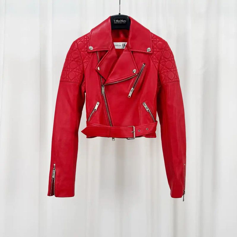 Dior Red Lambskin Logo Women's Jacket 0089