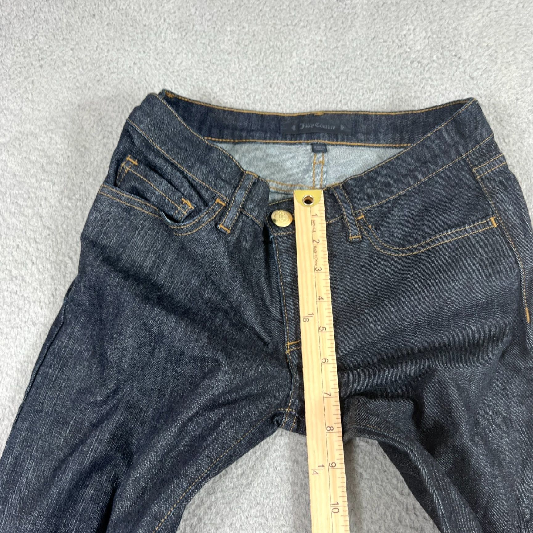 Juicy Couture VINTAGE Juicy Couture Jeans Womens 26 Low Rise Skinny Dark Blue Y2K Rhinestone Denim Size 26" / US 2 / IT 38 - 3 Thumbnail