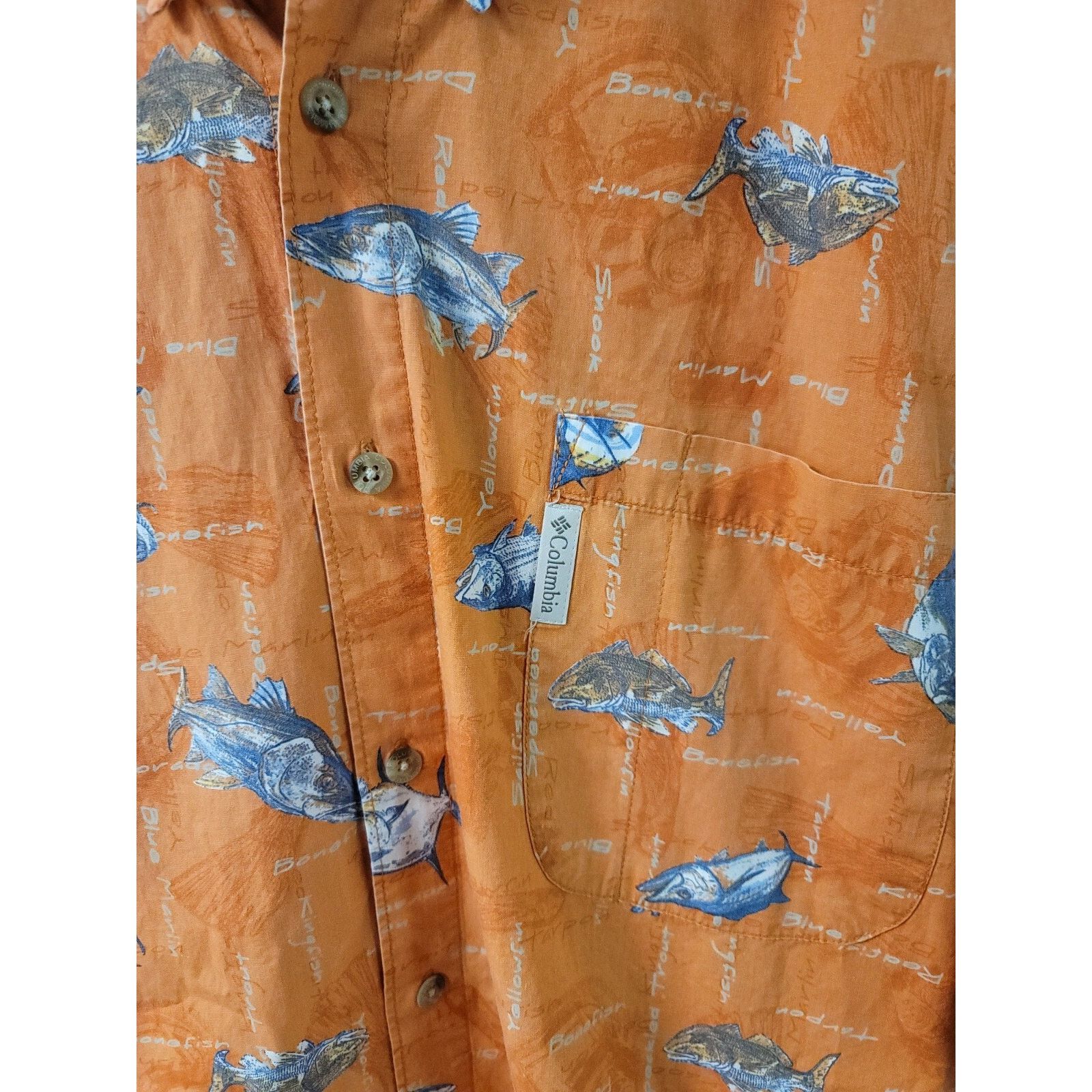 Columbia Columbia Mens XL Button Down Shirt Short Sleeve Ocean Print Size US XL / EU 56 / 4 - 2 Thumbnail