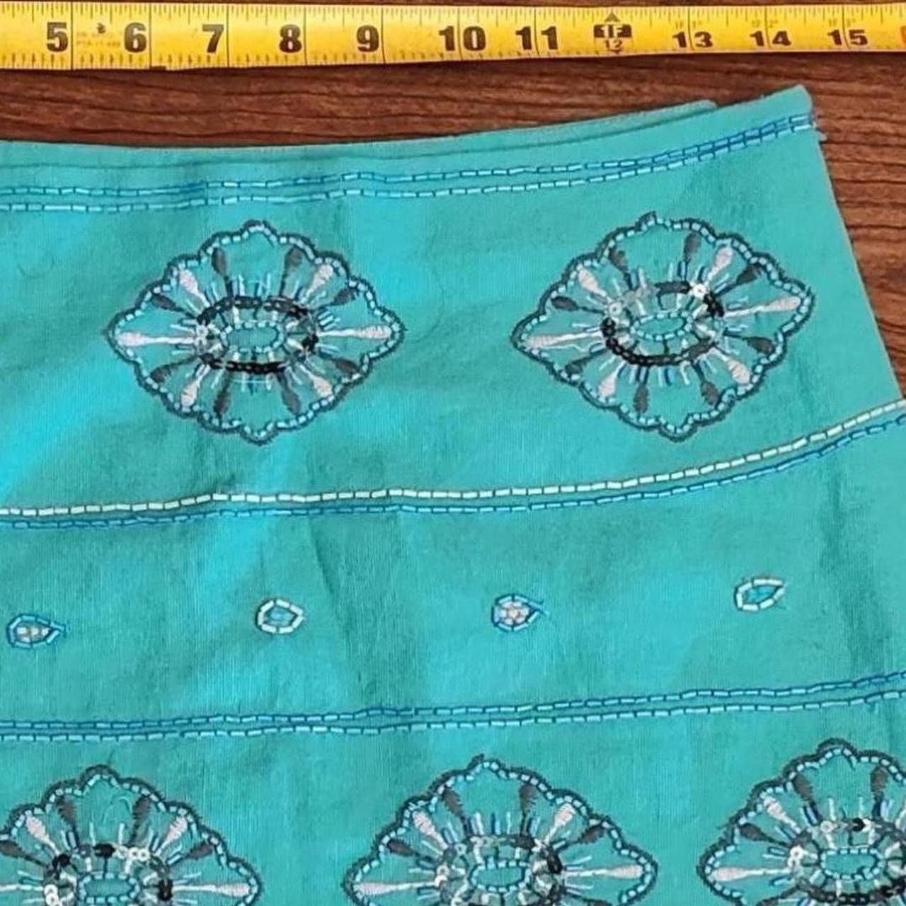 Zara Zara sz s Turquoise floral mini skirt glass beading sequins Size 26" / US 2 / IT 38 - 4 Thumbnail