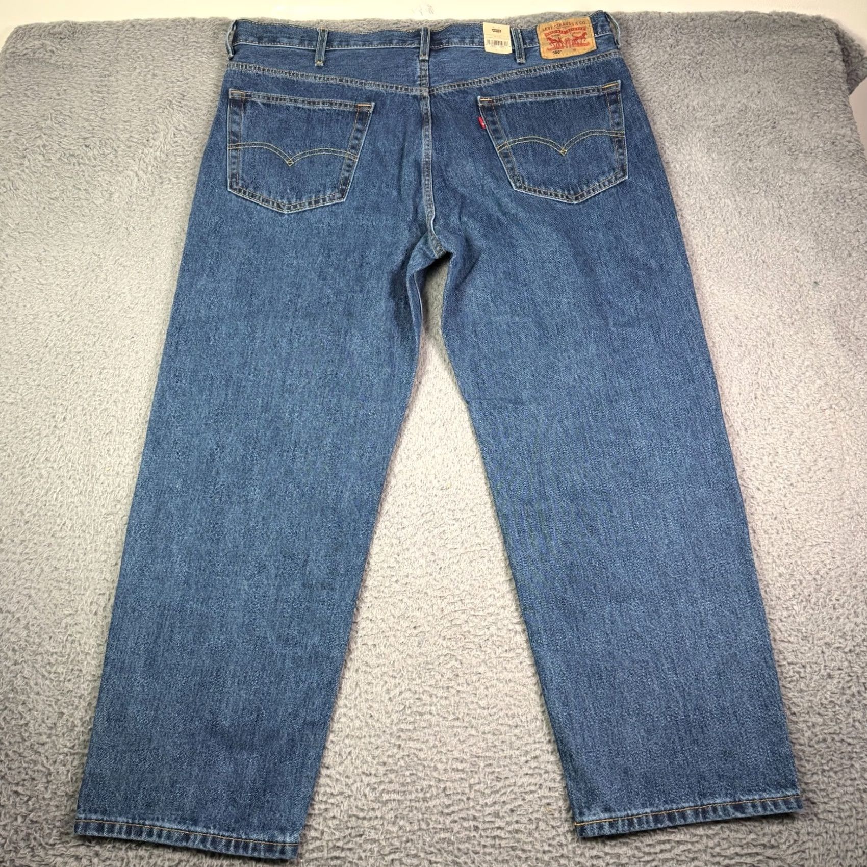 Levi's VINTAGE Levis 550 Jeans 44x30 Blue Medium Wash Relaxed Fit Denim Solid Cowboy NEW Size US 44 / EU 60 - 6 Thumbnail