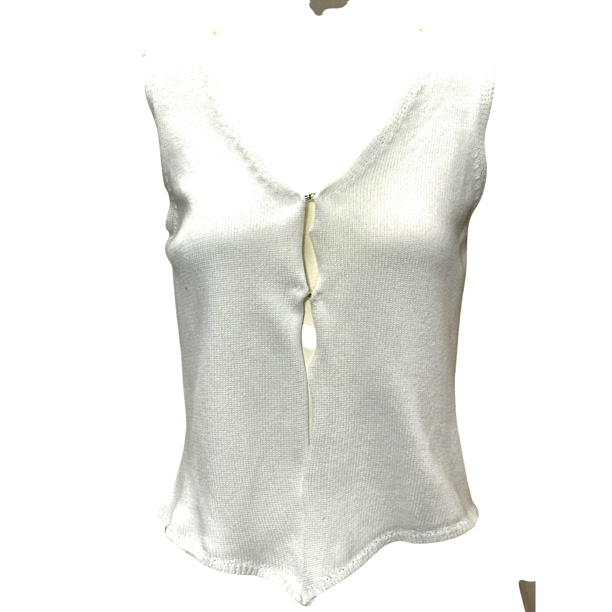 Other CCC White Sleeveless V Neck Ribbed Knit Sweater Top Asymmetr Size S / US 4 / IT 40 - 1 Thumbnail