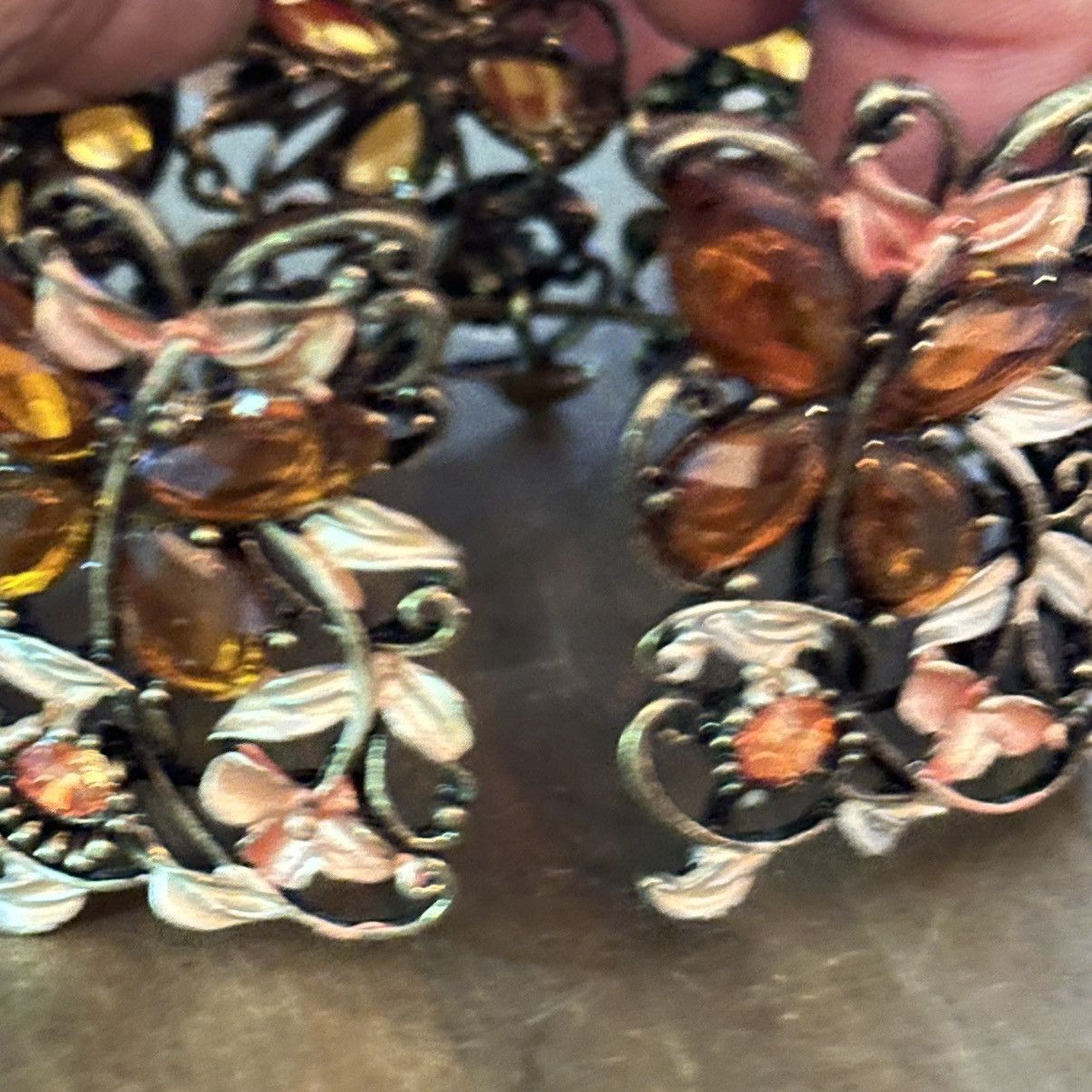 Other Wide filigree flowers & gemstone butterflies cuff bracelet Size ONE SIZE - 4 Thumbnail