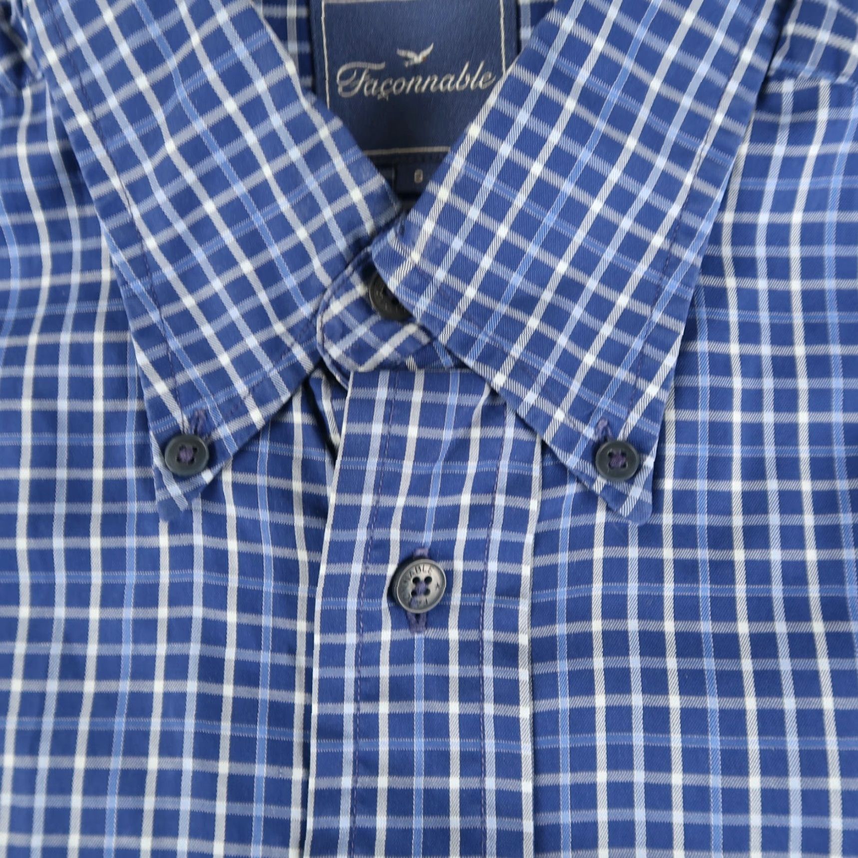 Faconnable Façonnable Men Blue Plaid Check Long Sleeve Cotton Shirt Size S Made In USA Size US S / EU 44-46 / 1 - 5 Thumbnail
