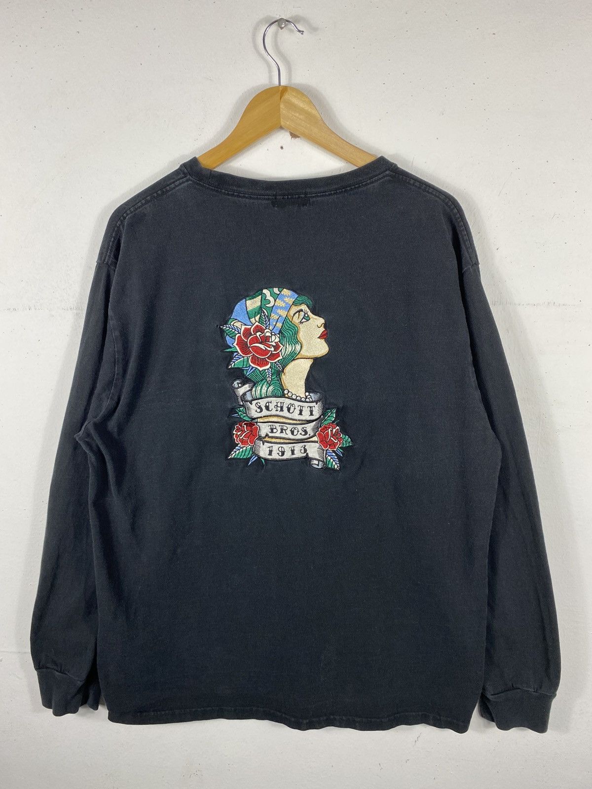 Schott Schott Brother Big Logo Embroidery On Back Long Sleeve Size US XXL / EU 58 / 5 - 1 Thumbnail