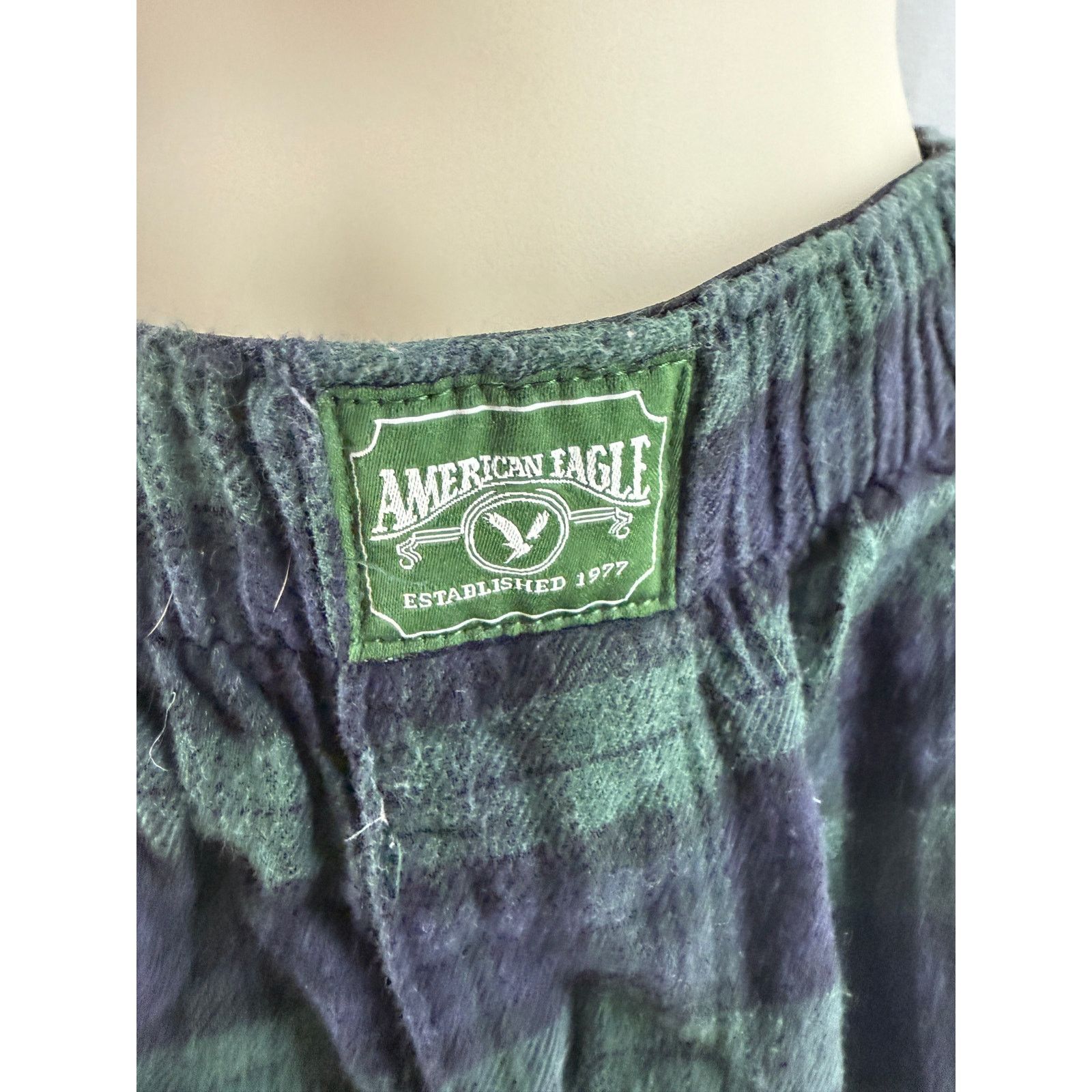 American Eagle Outfitters American Eagle Lounge Flannel Blue Green Plaid Boxer Shorts Size 38" / US 16 / IT 52 - 2 Thumbnail