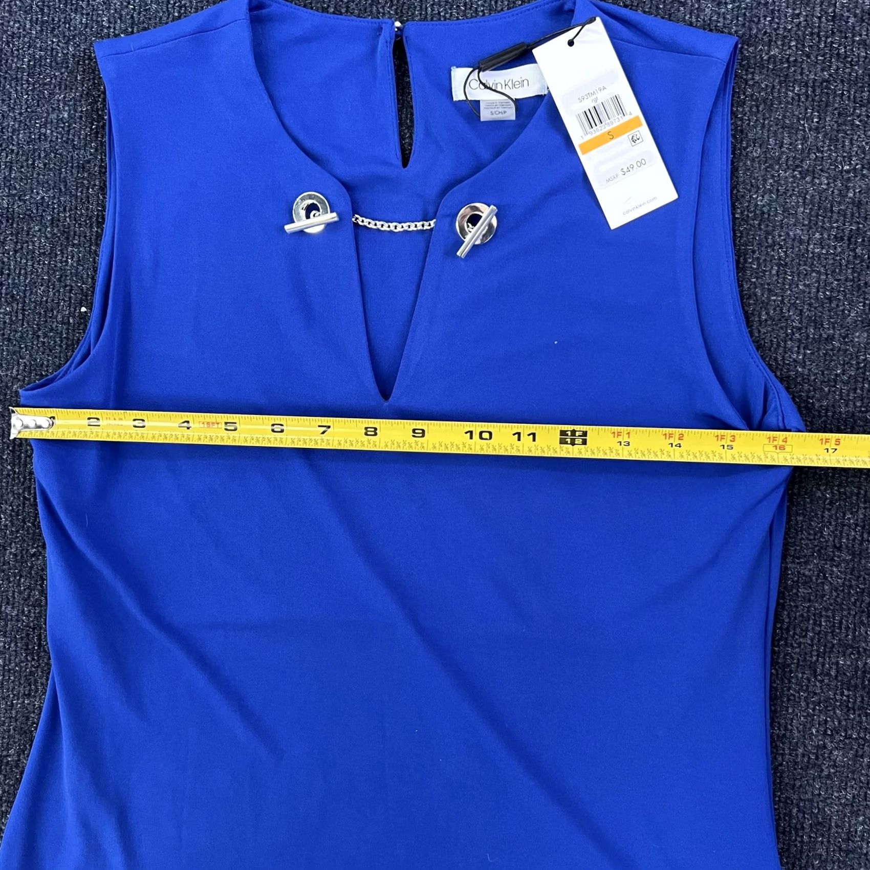 Calvin Klein Calvin Klein Tank Top Womens Small Blue V Neck Chain Detail Sleeveless Stretch Size S / US 4 / IT 40 - 6 Thumbnail