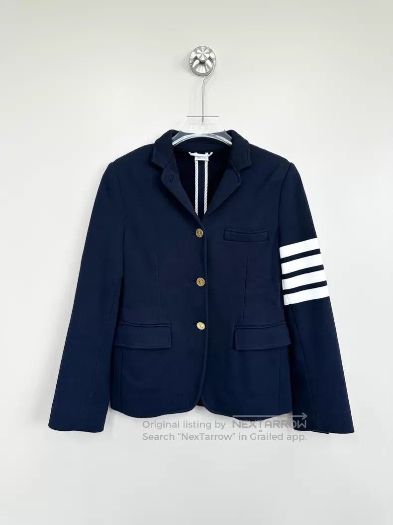 Thom Browne Thom Browne Navy Blue Classic Four-stripe Jacket with Gold Size XS / US 0-2 / IT 36-38 - 1 Thumbnail