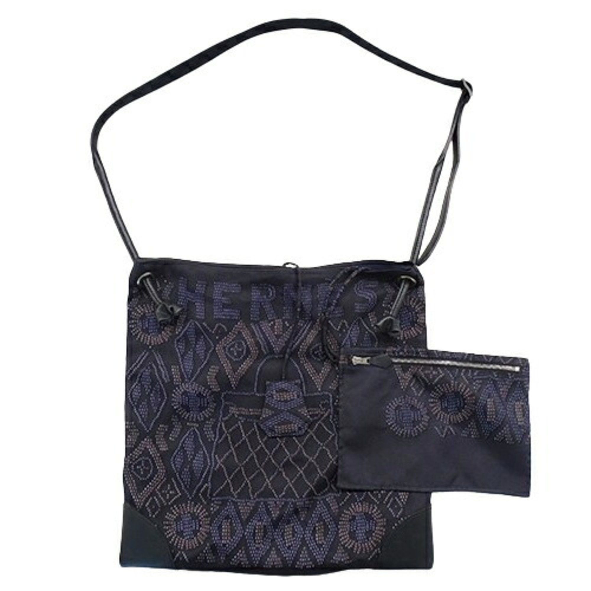 image of Hermes Bag Ladies Brand Shoulder Silky City Pm Kelly Enperle Silk Vaux Balenia Black Navy □N, Women