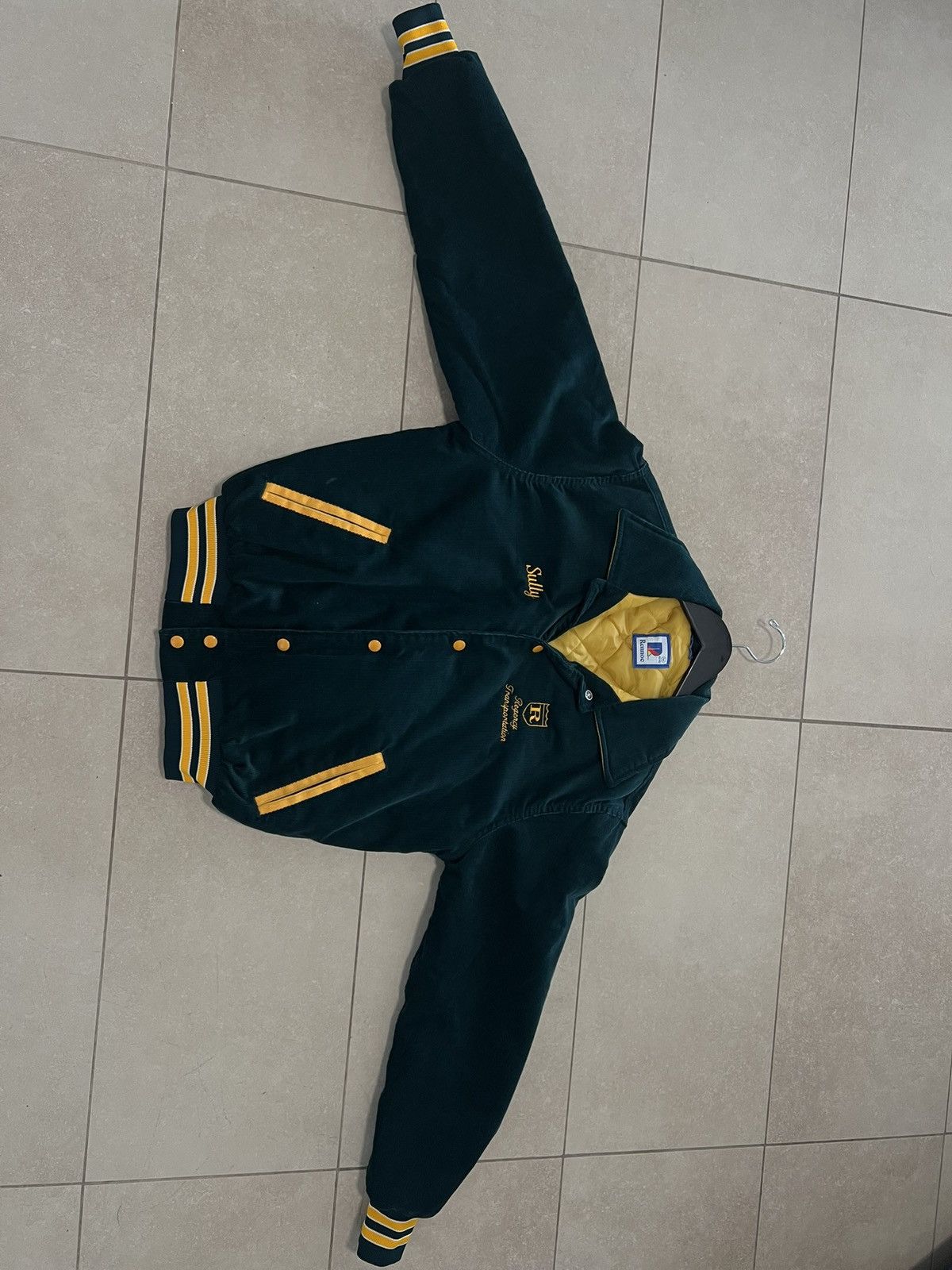 Rennoc Vintage Rennoc Green & Yellow Varsity-Style Bomber Jacket Size US M / EU 48-50 / 2 - 1 Thumbnail