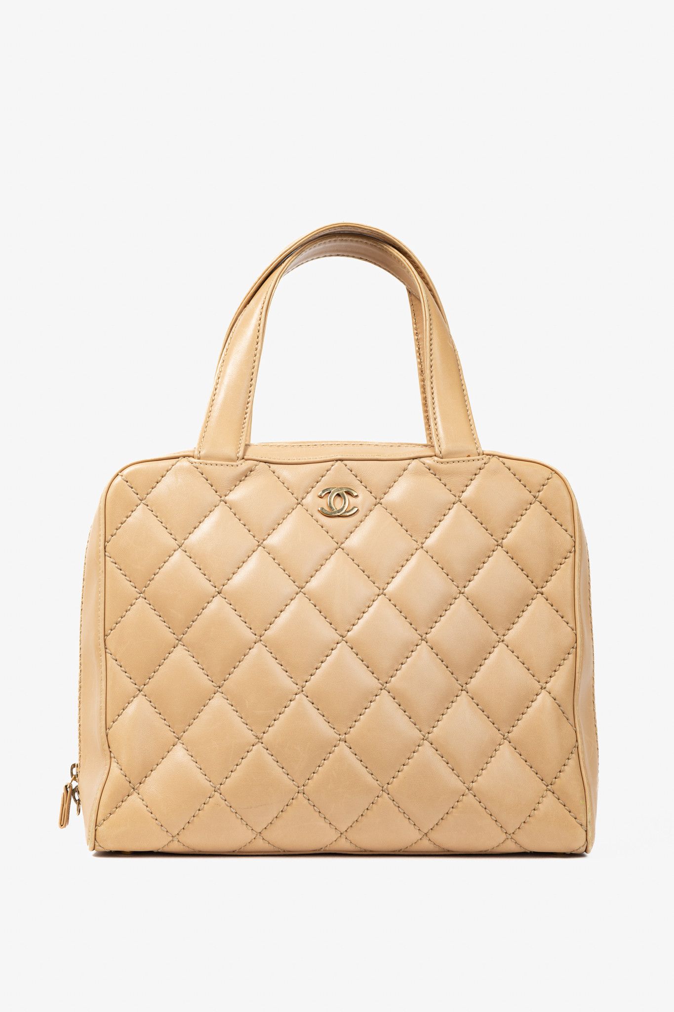 Chanel Wild Stitch Sand CC Quilted Leather Tote