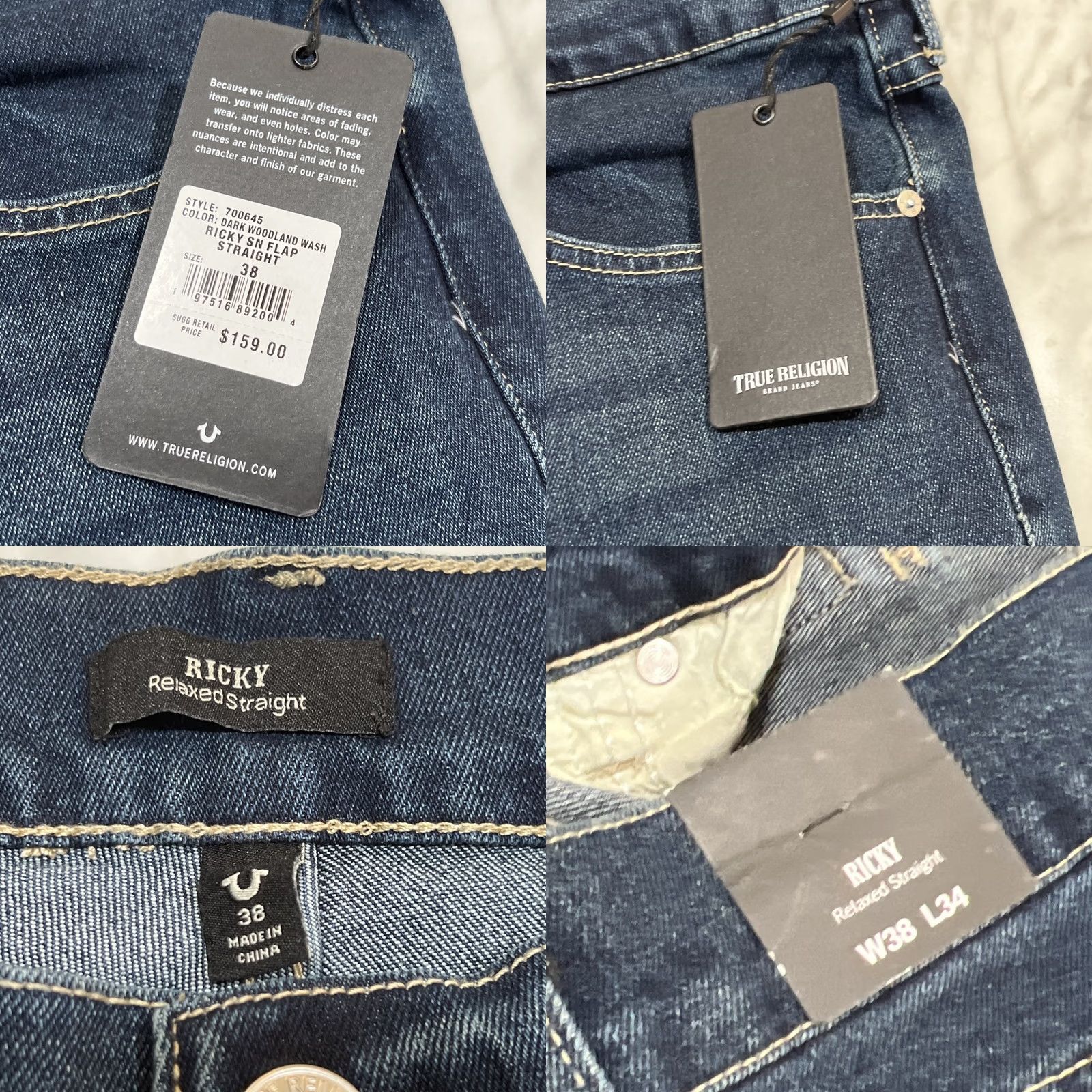 True Religion True Religion Ricky Jeans Men 38 Relax Straight Dark Woodland Wash SN Flap NWT Size US 38 / EU 54 - 10 Thumbnail