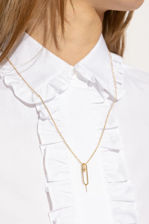 Saint Laurent Paris o1b1hav111124 Size: OS / Sim Key Necklace in Metal in Gold Size ONE SIZE - 2 Thumbnail