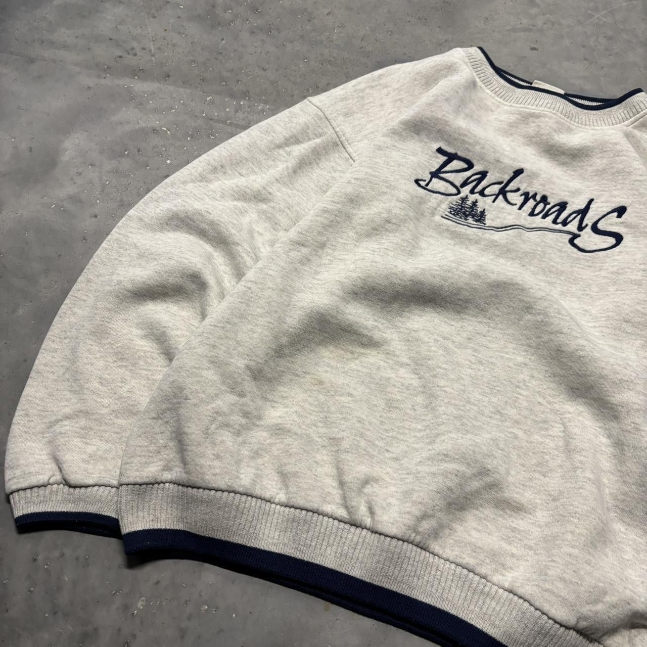 Japanese Brand × Vintage Crazy Vintage 90s Grey Backroads Embroidered Spellout Essential Crewneck! Size US XL / EU 56 / 4 - 3 Thumbnail