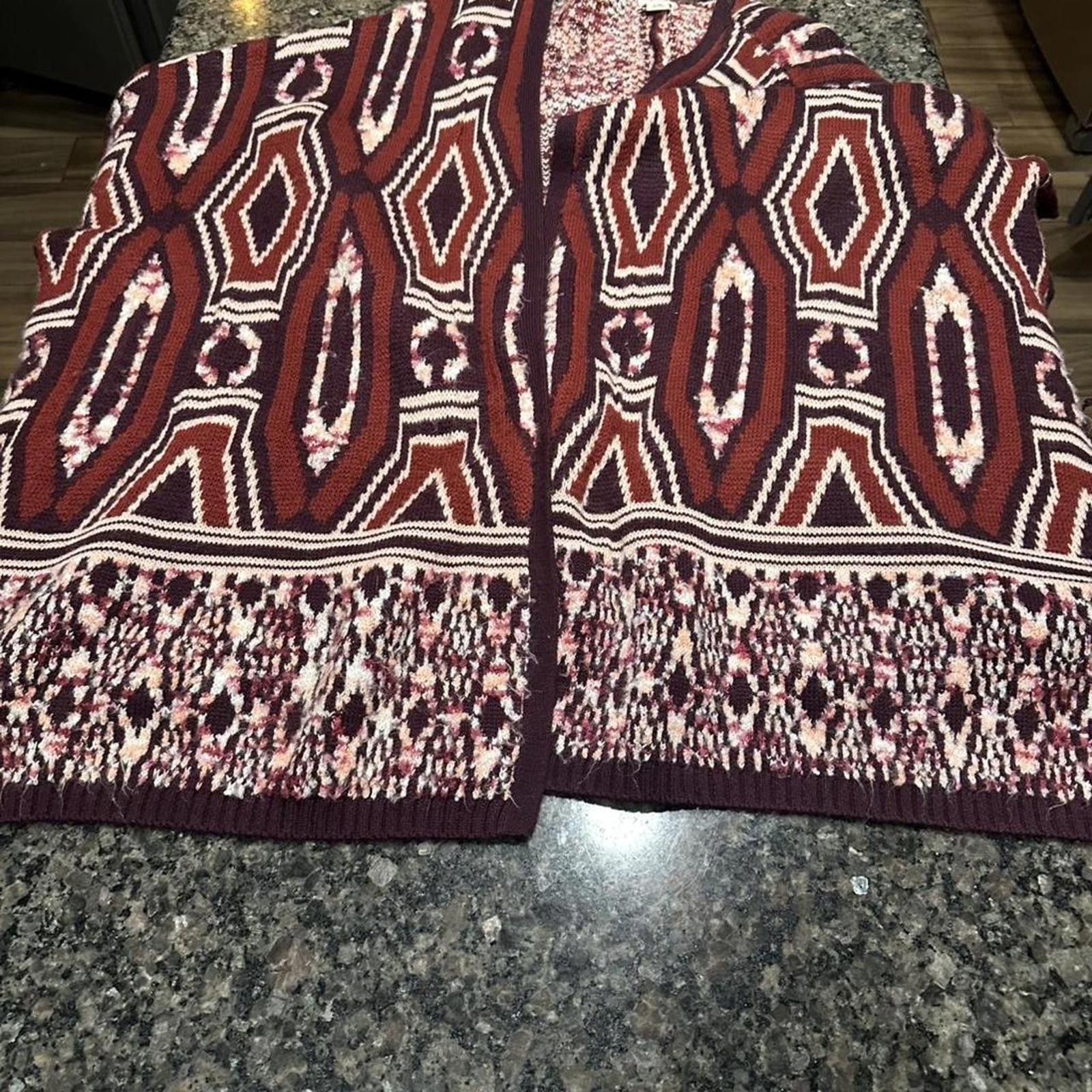 Mossimo Mossimo Women's Multi and Burgundy Cardigan Size L / US 10 / IT 46 - 1 Thumbnail