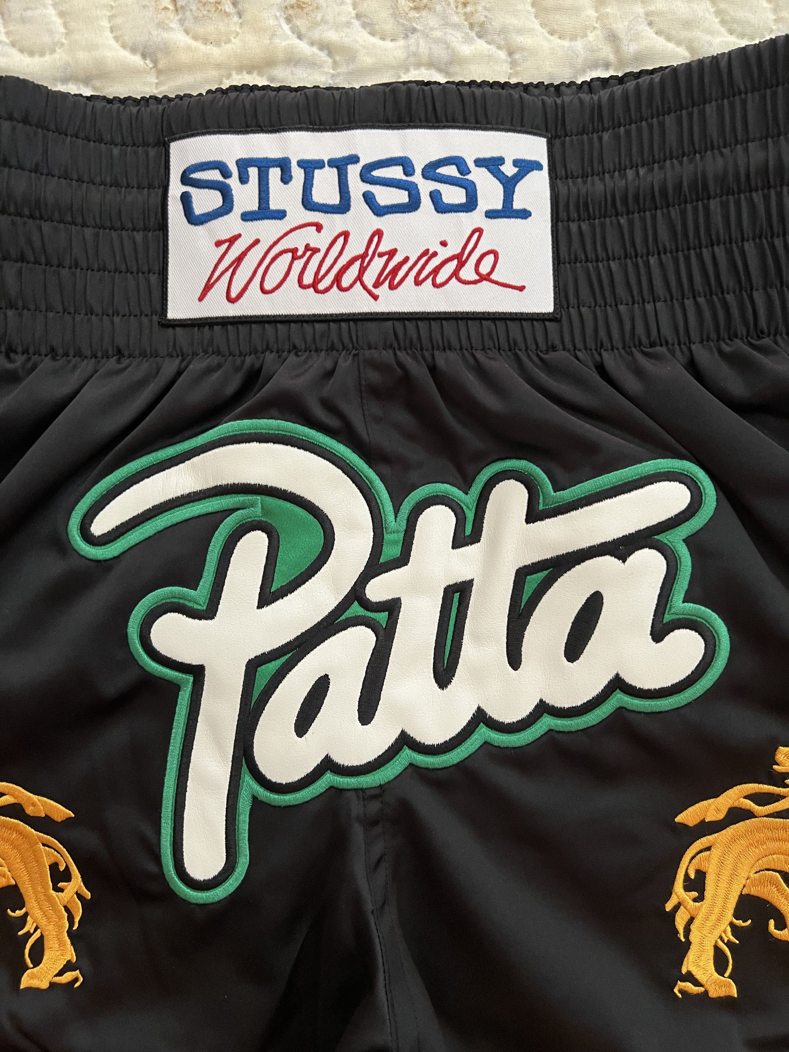 Stussy Stussy x Patta Boxing Short boxe pant lion black gold | Grailed