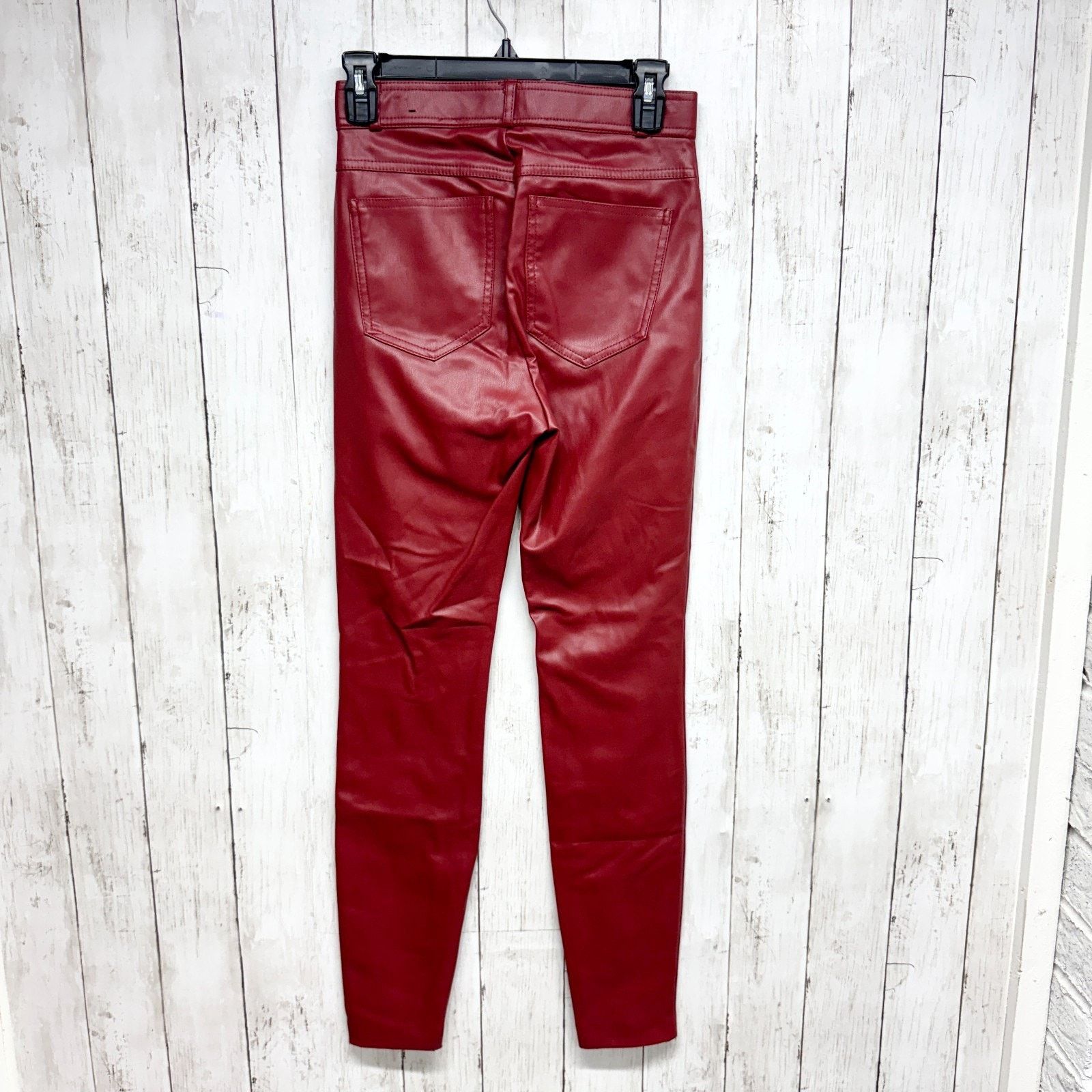 Zara Zara Pants Women Sz Small Red Faux Leather High Rise Skinny Size 27" / US 4 / IT 40 - 8 Thumbnail