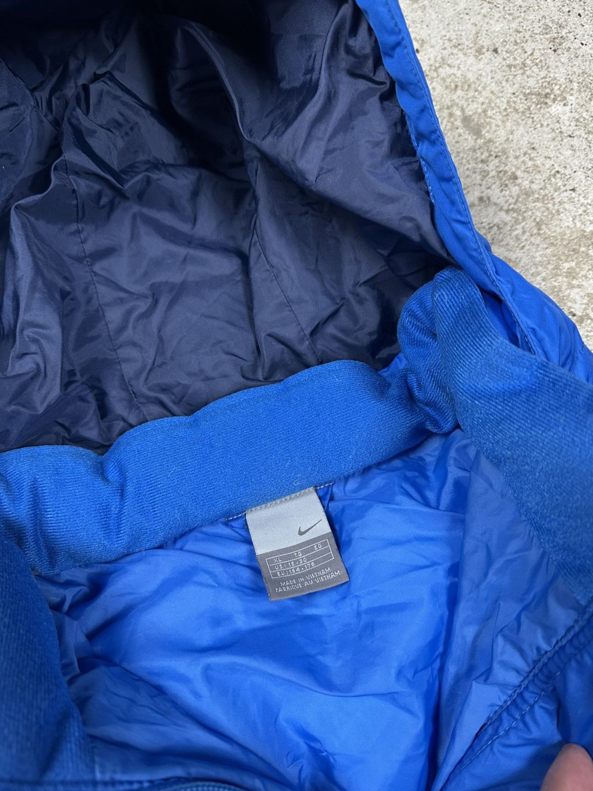 Nike × Vintage Vintage Y2K Nike Blue Down Puffer Hooded Jacket Swoosh Big Size US S / EU 44-46 / 1 - 8 Thumbnail