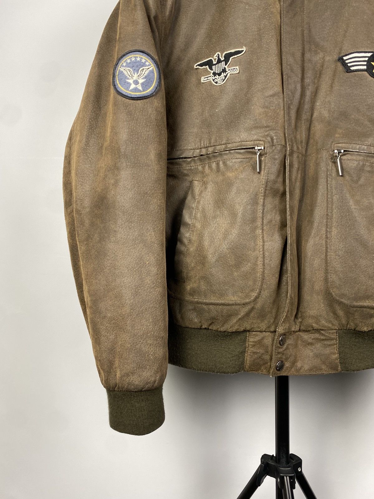 Vintage Vintage Leather Bomber Aviator Flight Jacket Schott Style Size US L / EU 52-54 / 3 - 5 Thumbnail