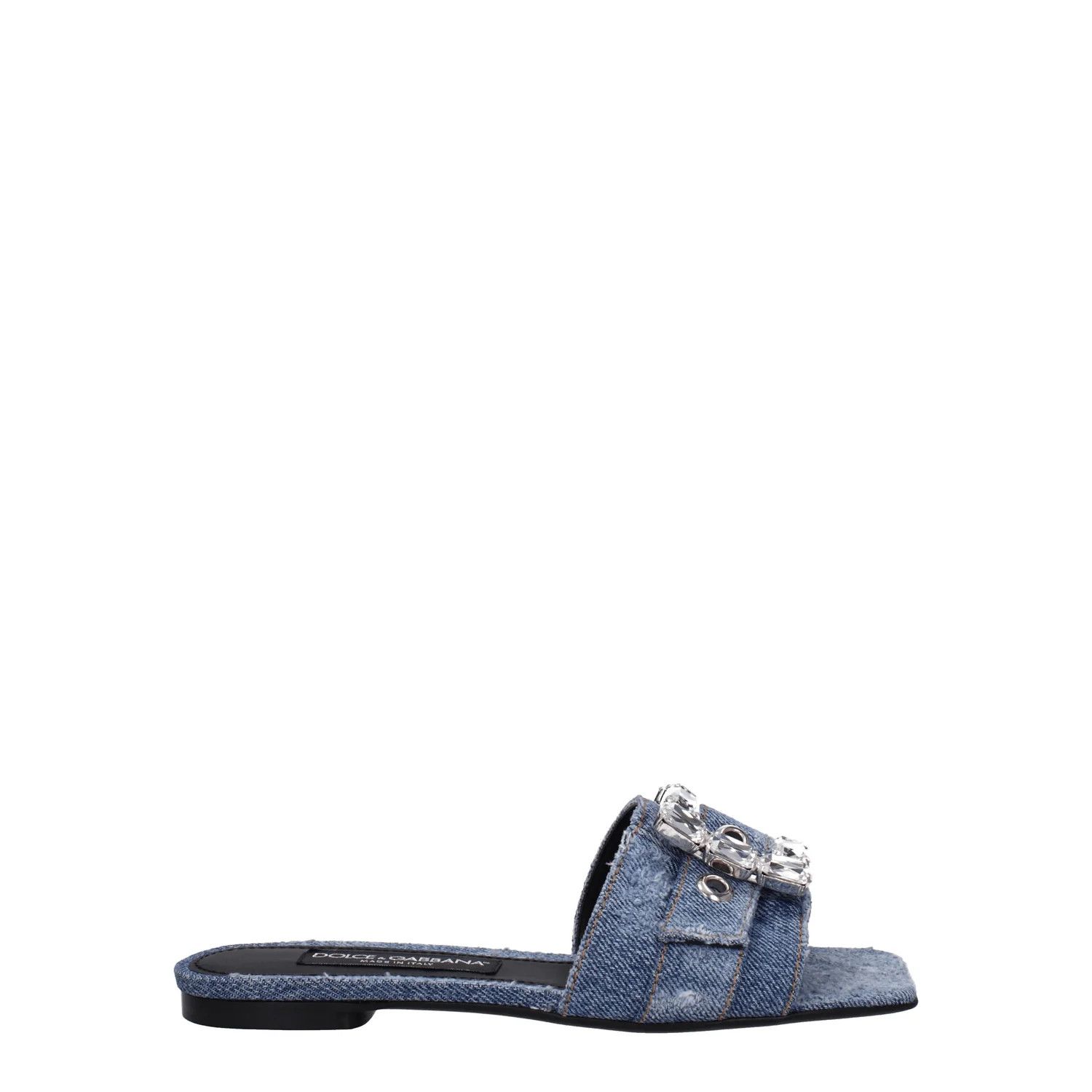 Dolce & Gabbana ob1o1e1124 Fabric Slippers and Clogs in Blue Size US 7 / IT 37 - 1 Thumbnail